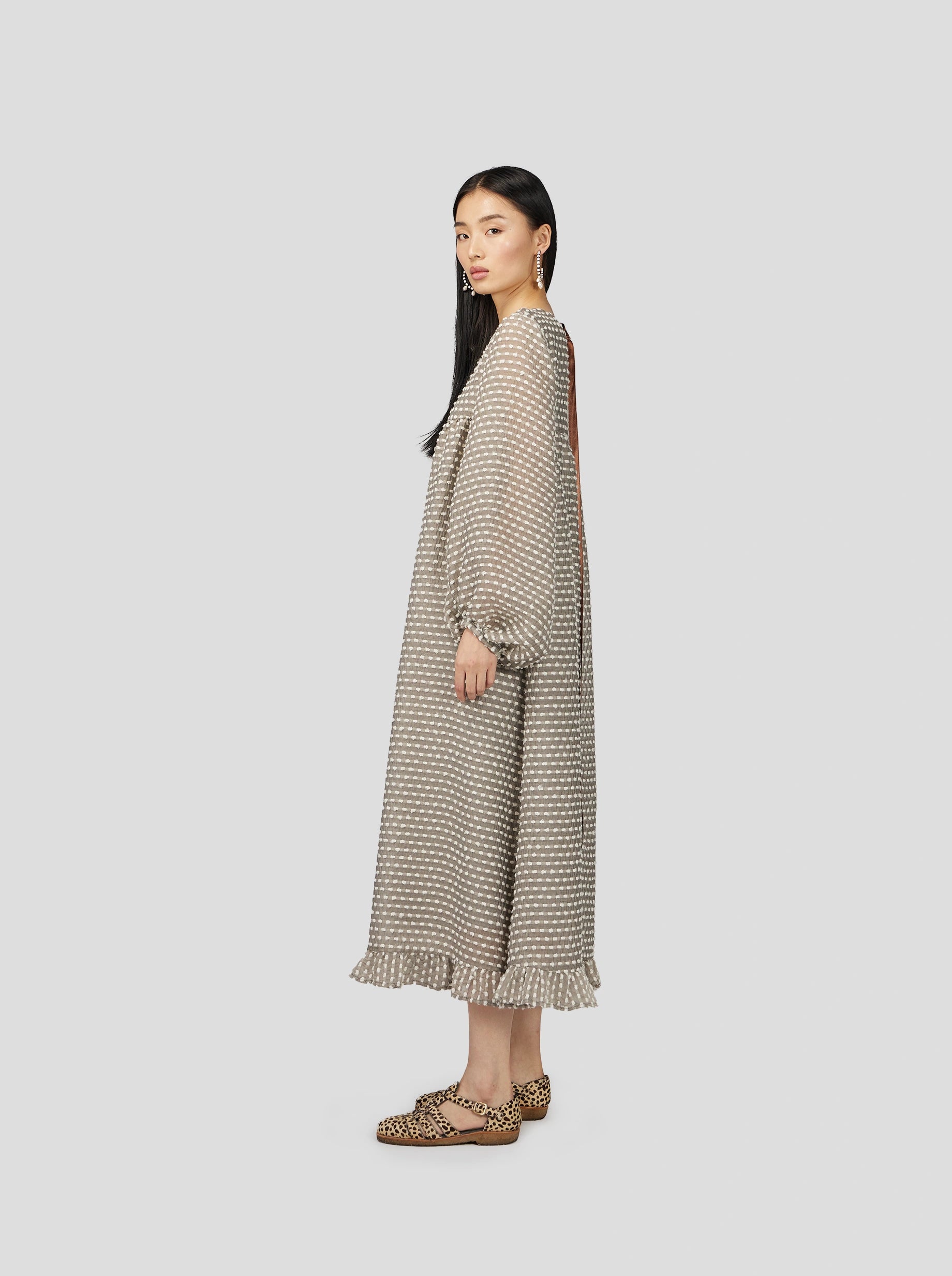 Robe Nine en Voile Soufflé Gris Galet
