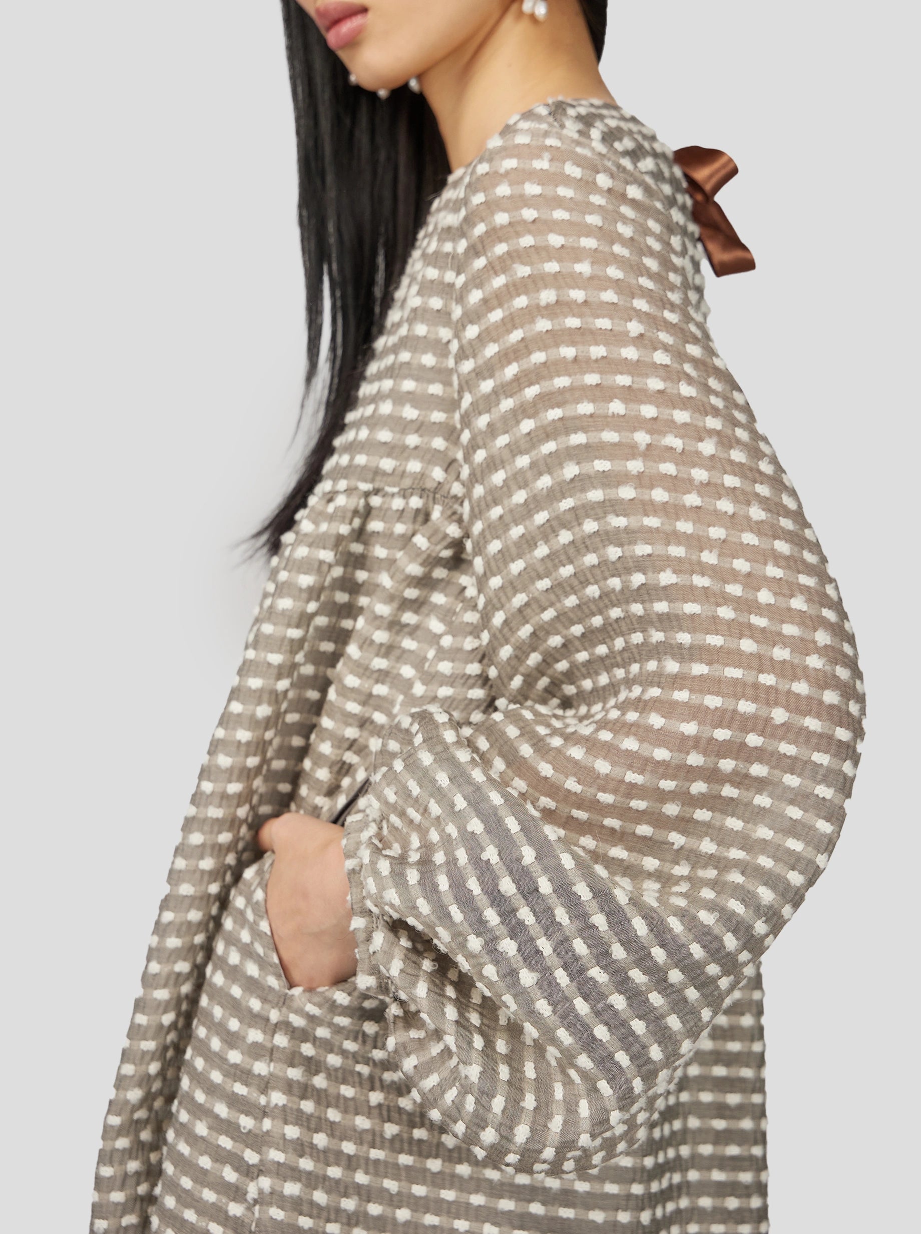 Robe Nine en Voile Soufflé Gris Galet