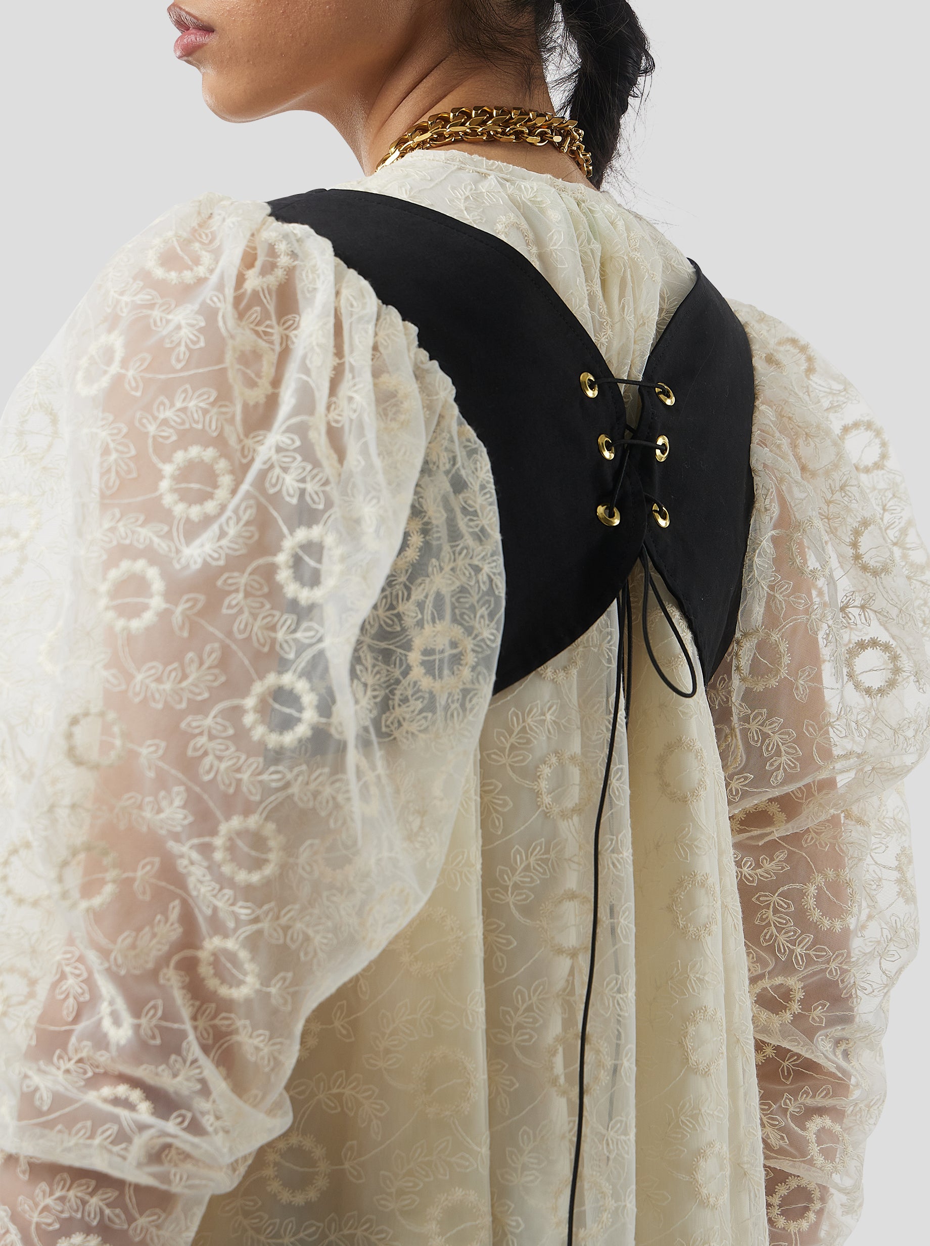 Plum dress in Ecume Lace