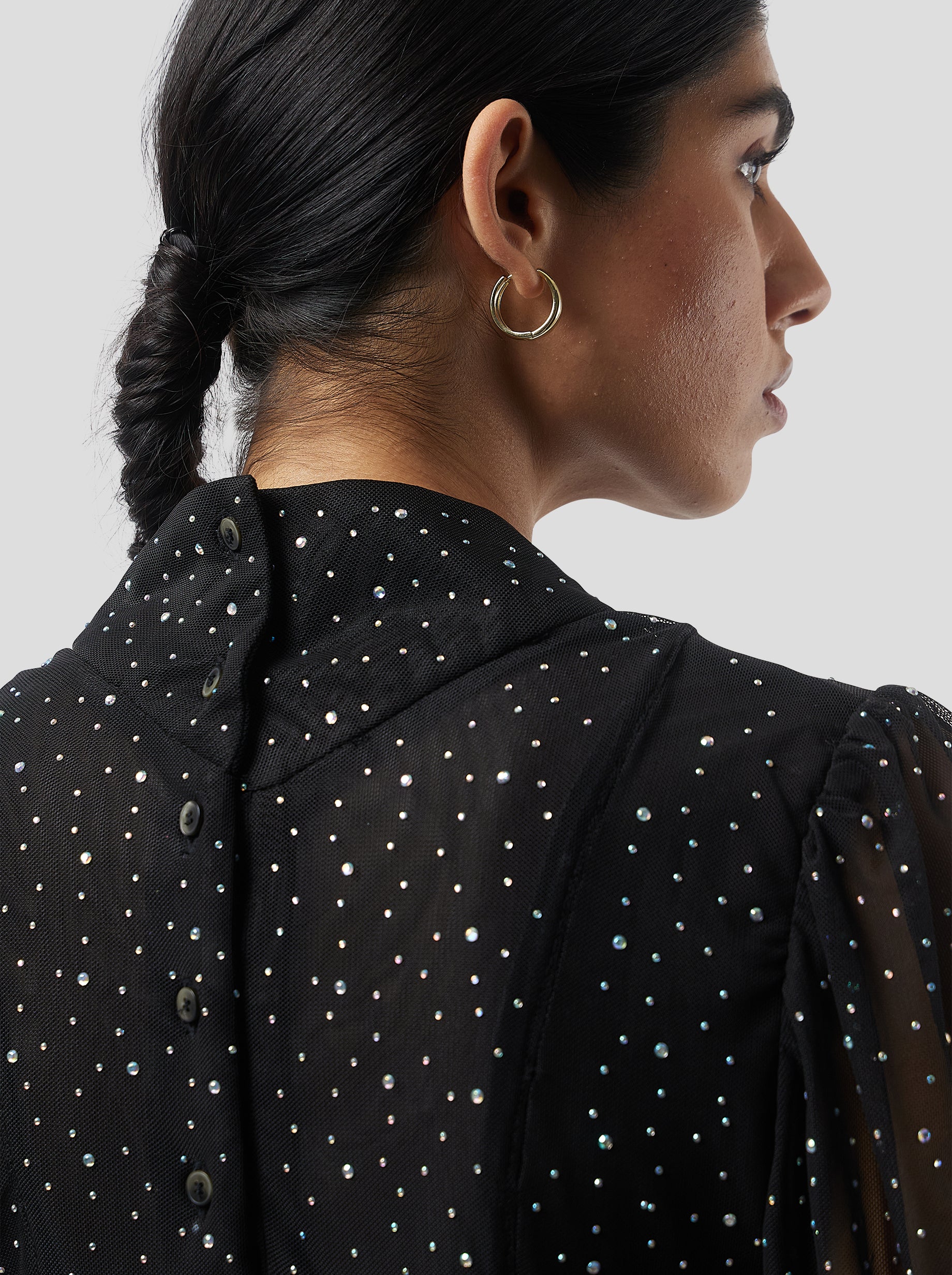 Robe Nas en Résille Souple Noire fragmentée