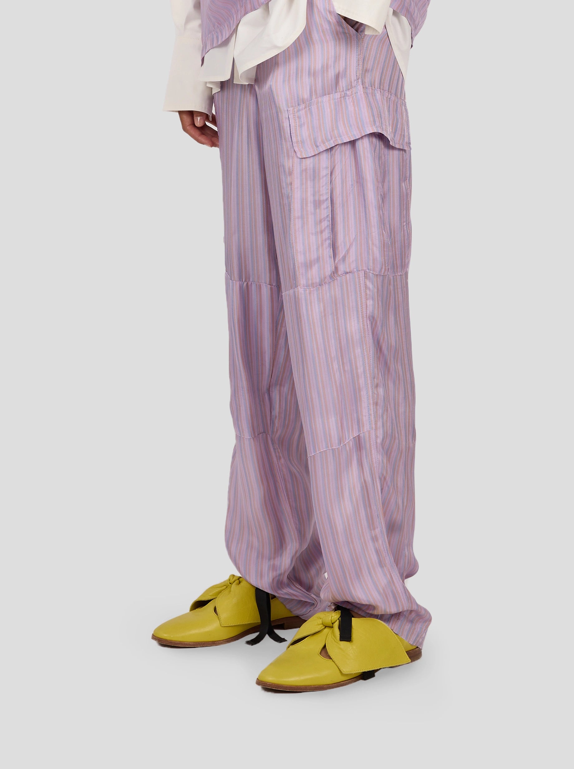 Pantalon Santino en Voile Rayé Brume