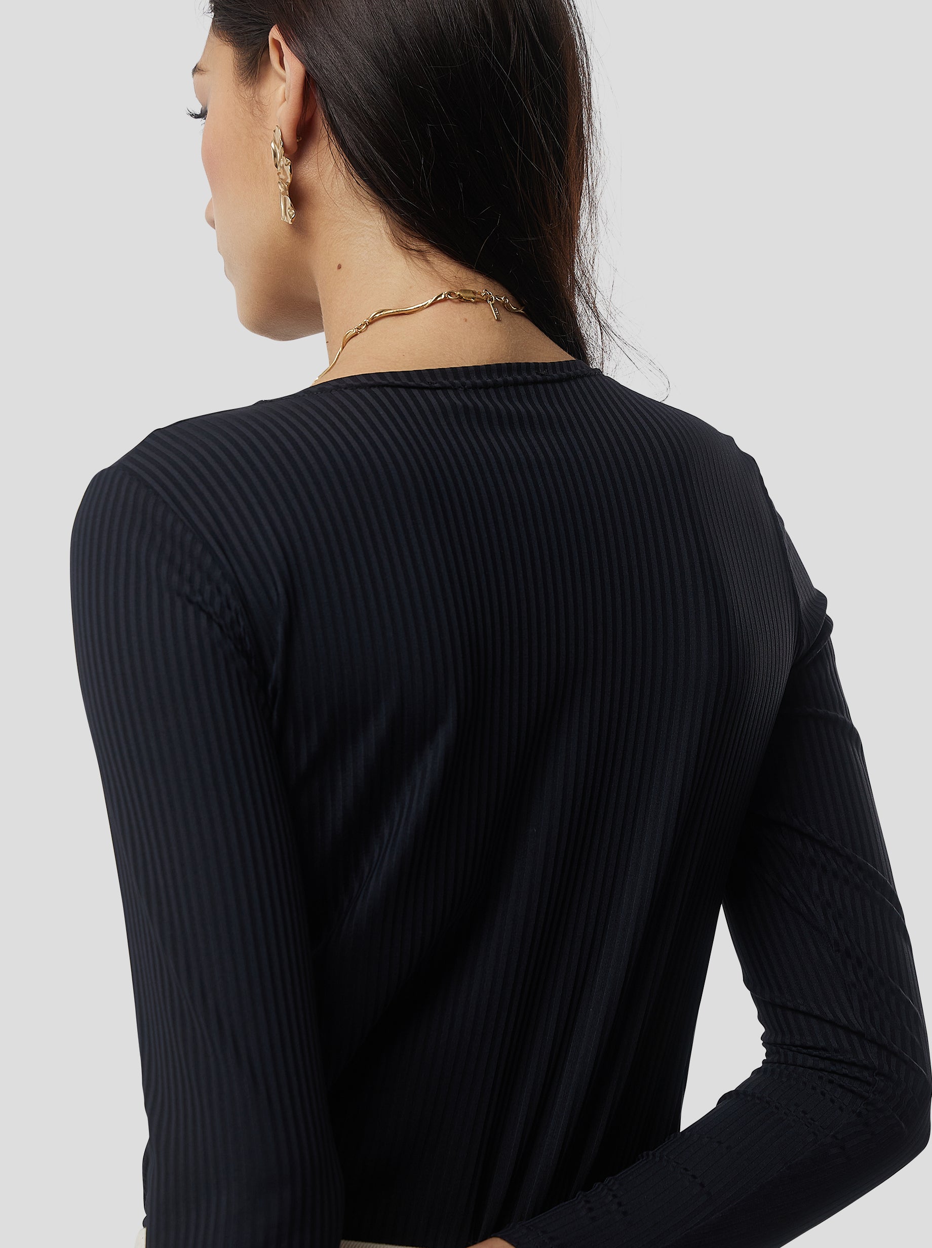 Samy Top in Black sculpting ribbed jersey