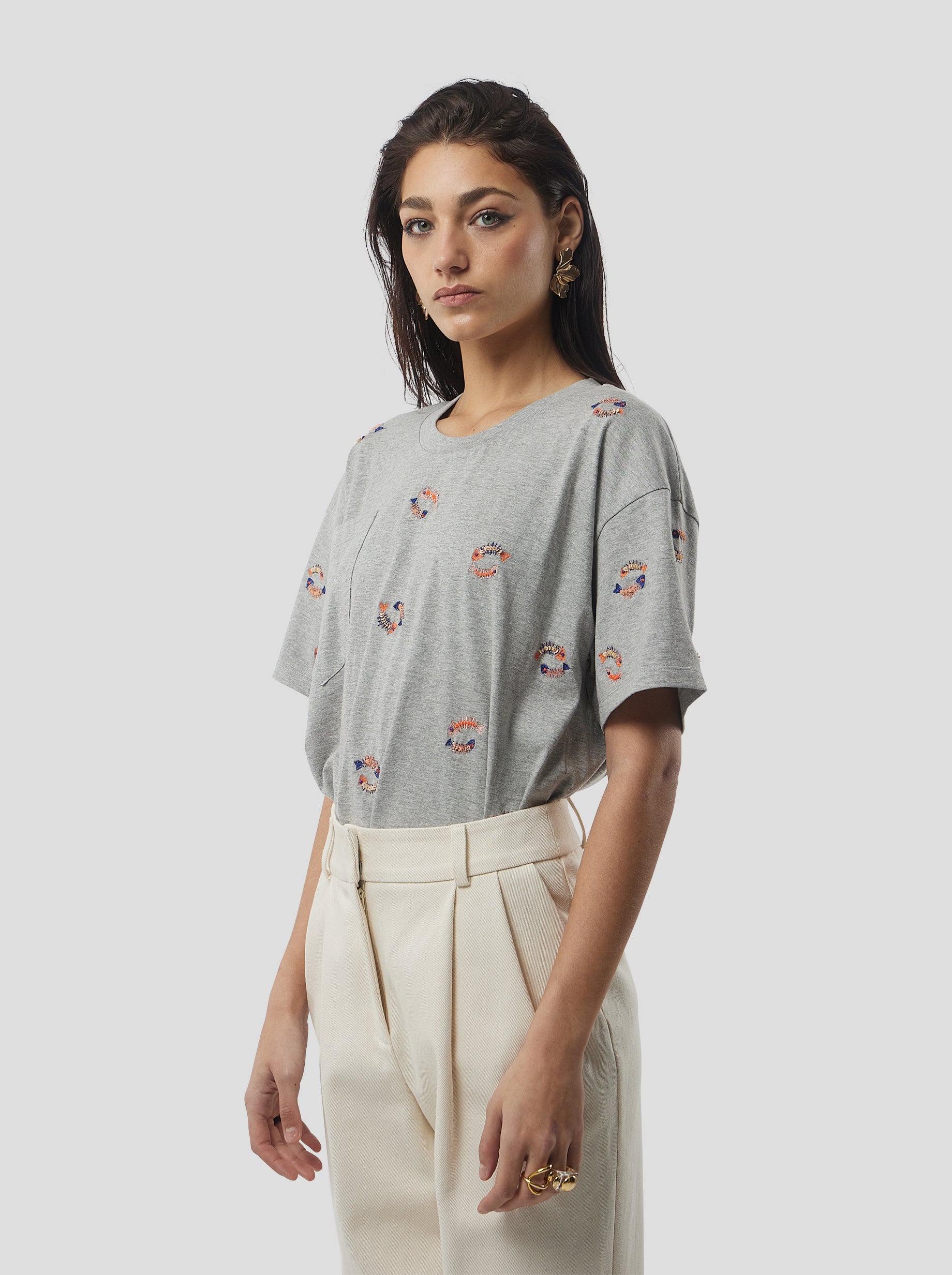 T-shirt Atlas gris en Fish bone