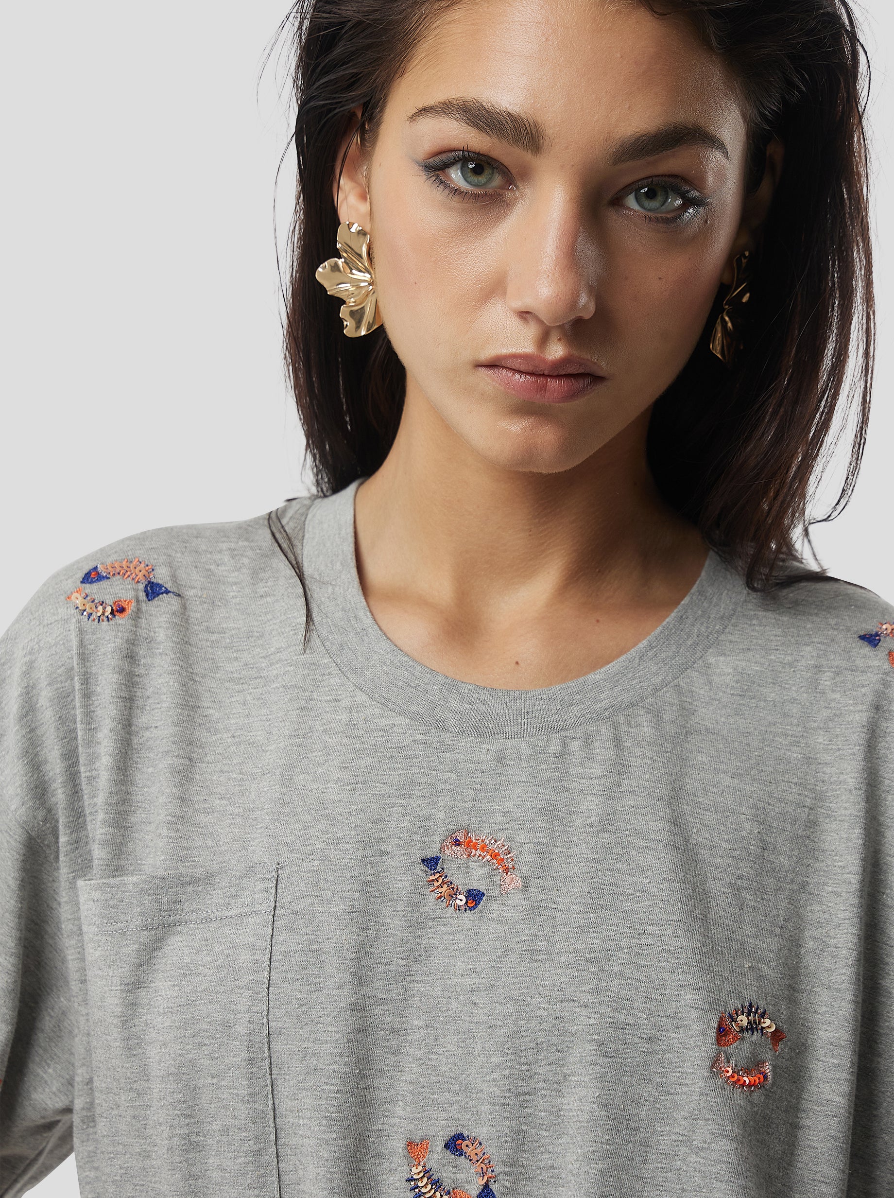 T-shirt Atlas gris en Fish bone