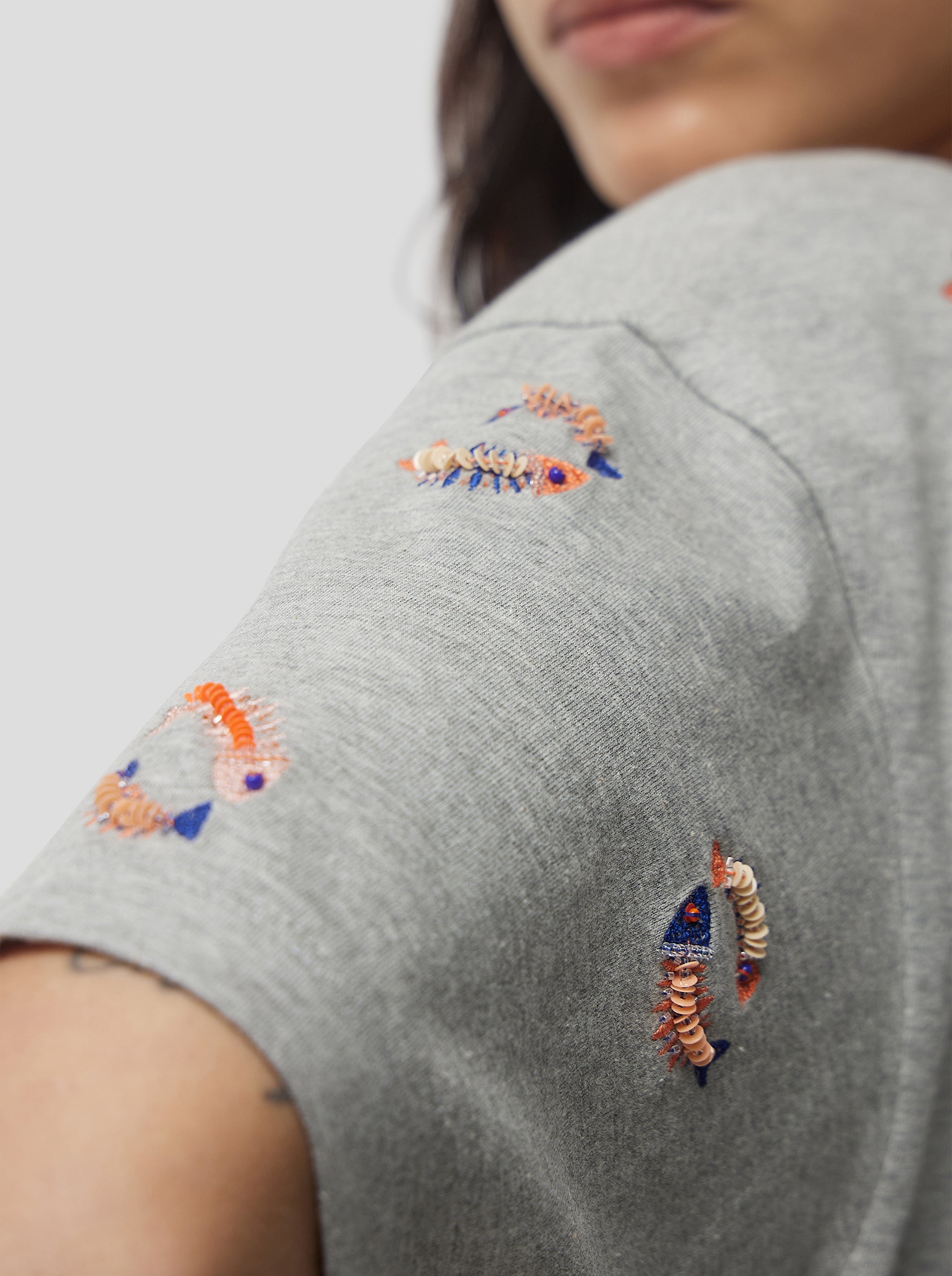 T-shirt Atlas gris en Fish bone