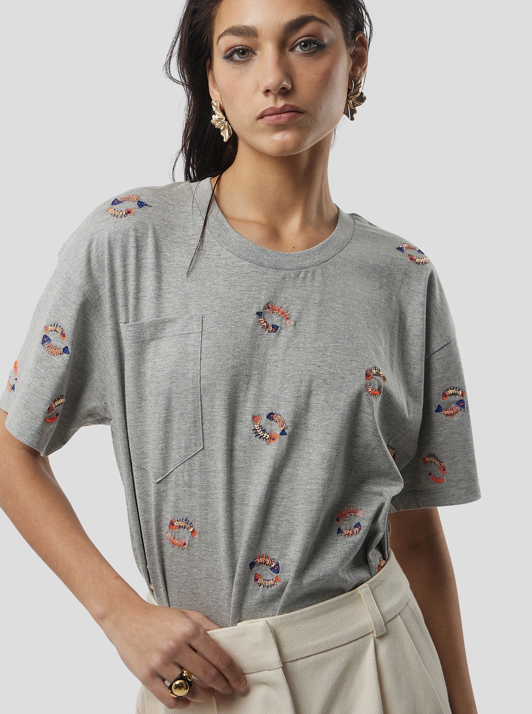 T-shirt Atlas gris en Fish bone