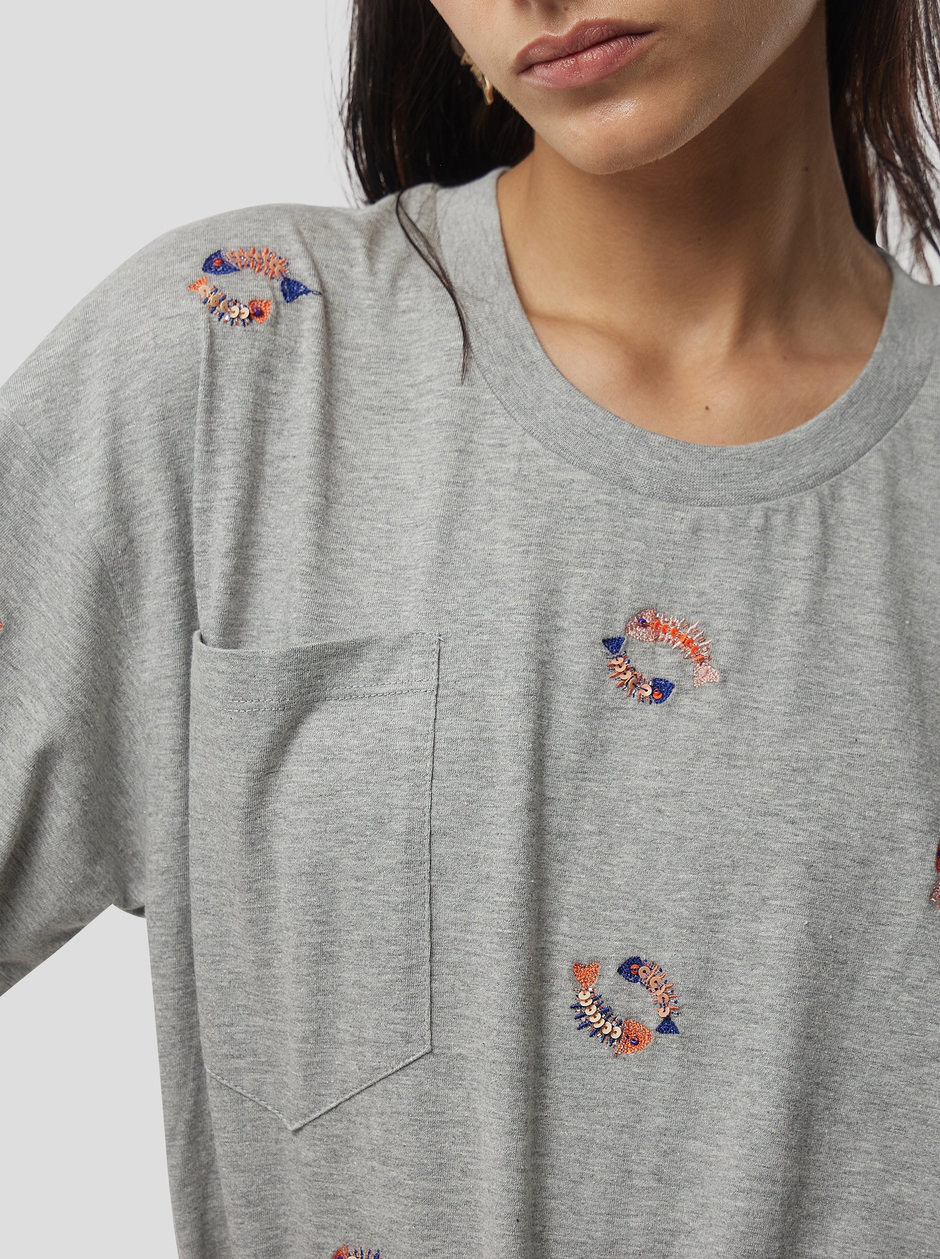 T-shirt Atlas gris en Fish bone