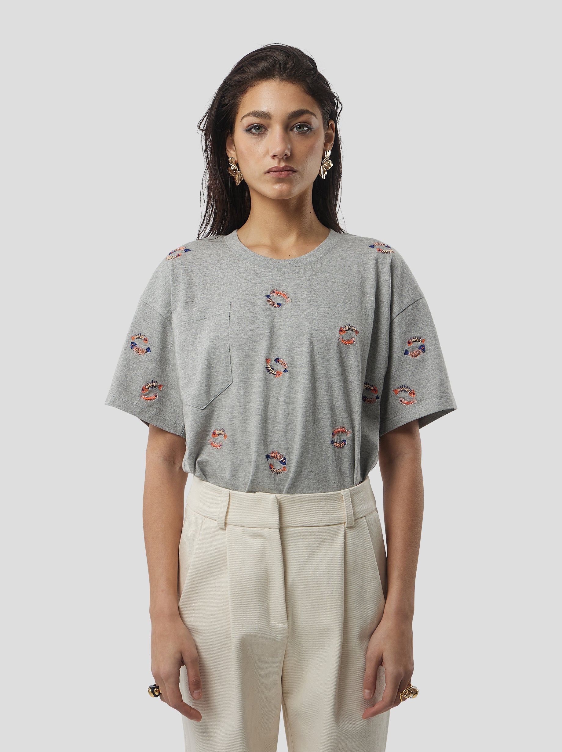 T-shirt Atlas gris en Fish bone