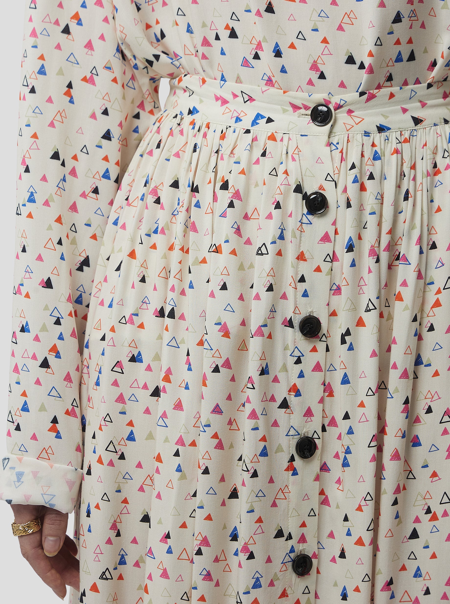 Orso Skirt in Ecru Stracciatella print