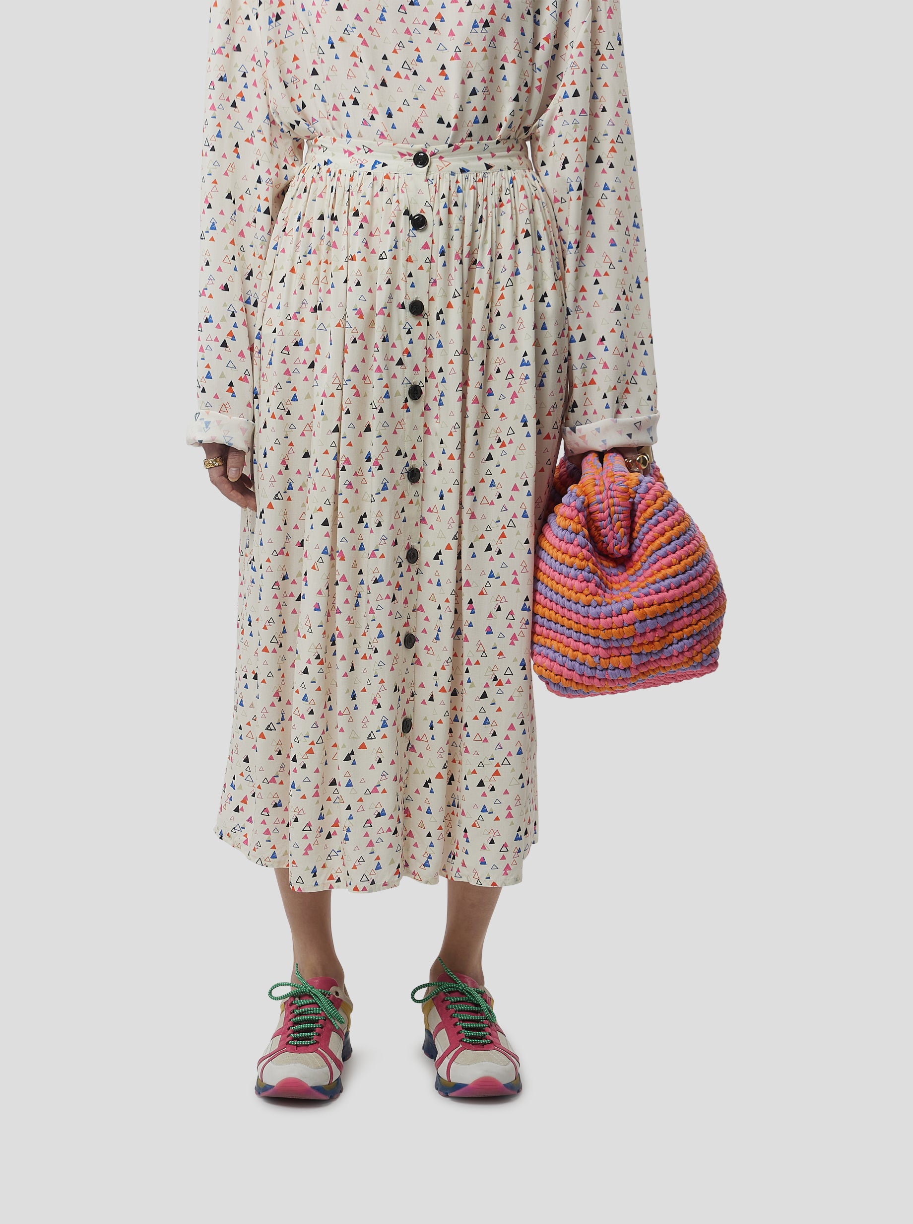 Orso Skirt in Ecru Stracciatella print