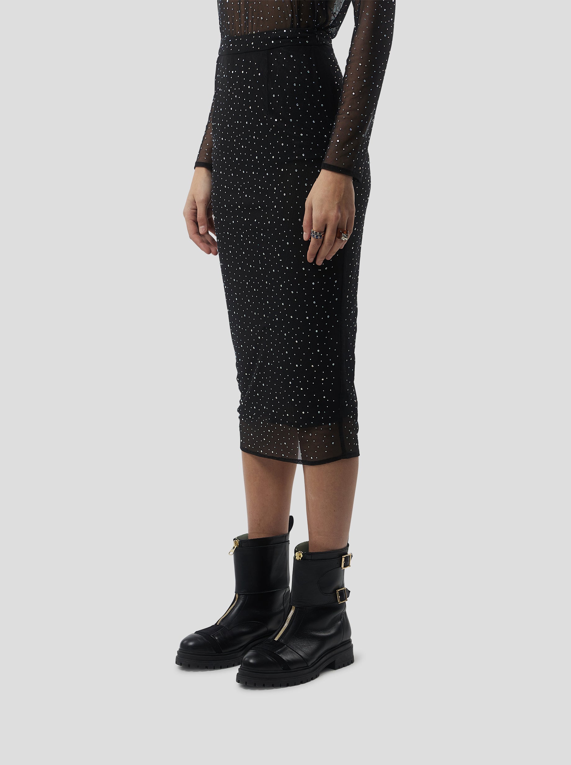 Fox Skirt in Fragmented Black Soft Mesh