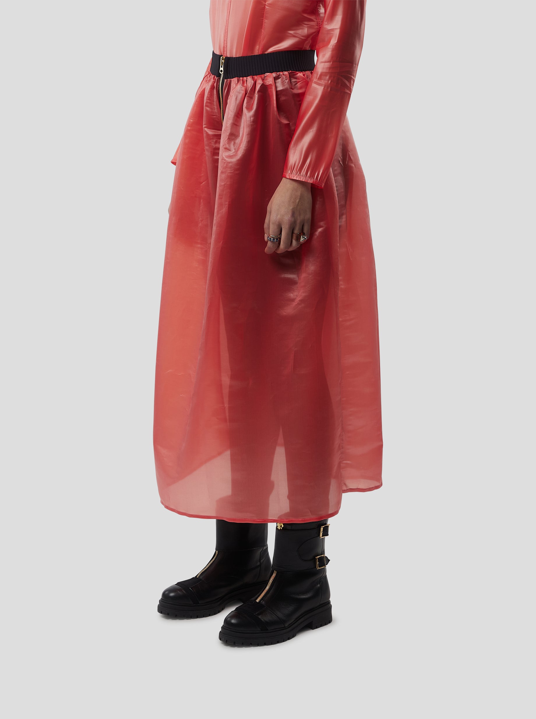 Cleo Skirt in Coral NeoShell technical voile