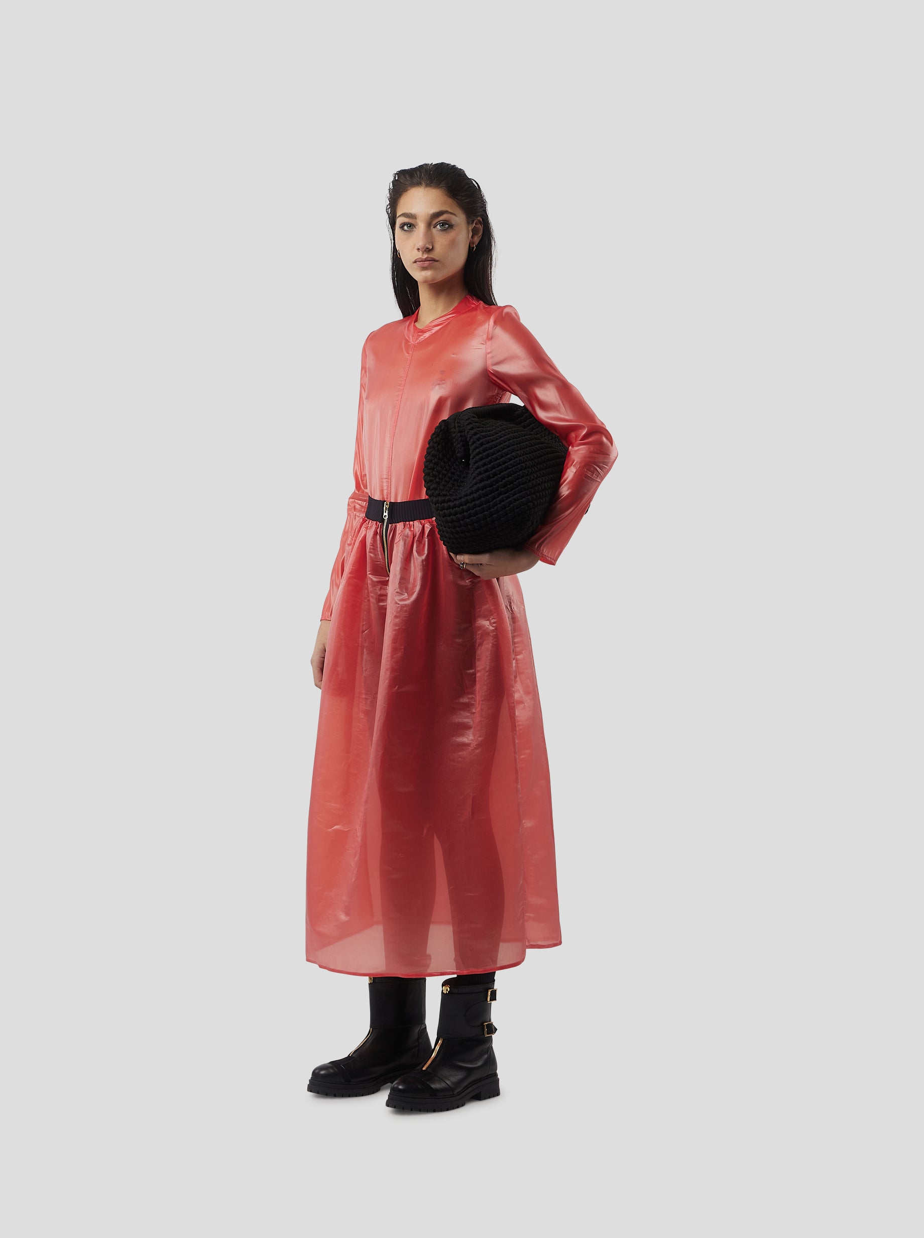 Cleo Skirt in Coral NeoShell technical voile