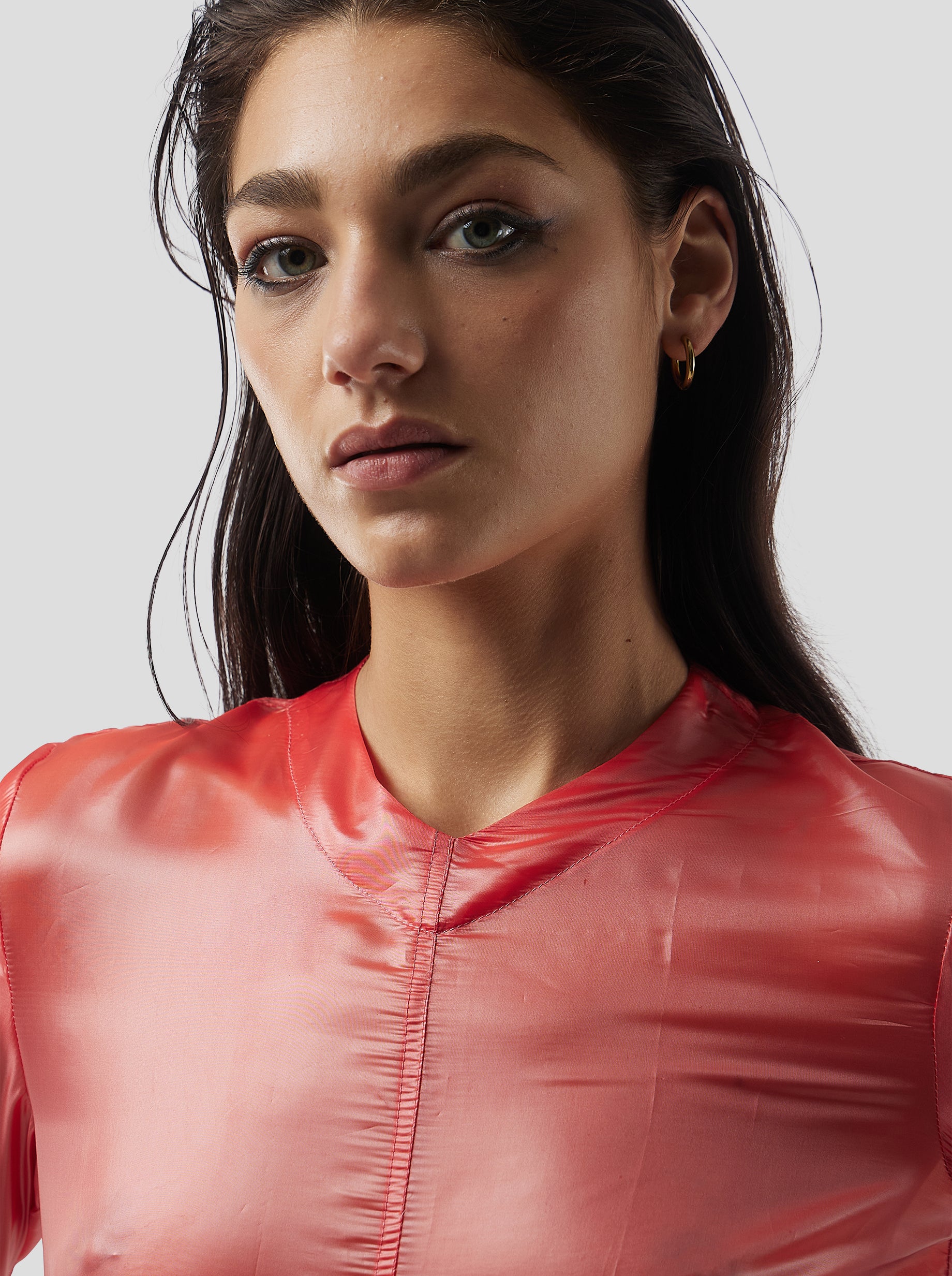 Cooper Top in Coral NeoShell voile