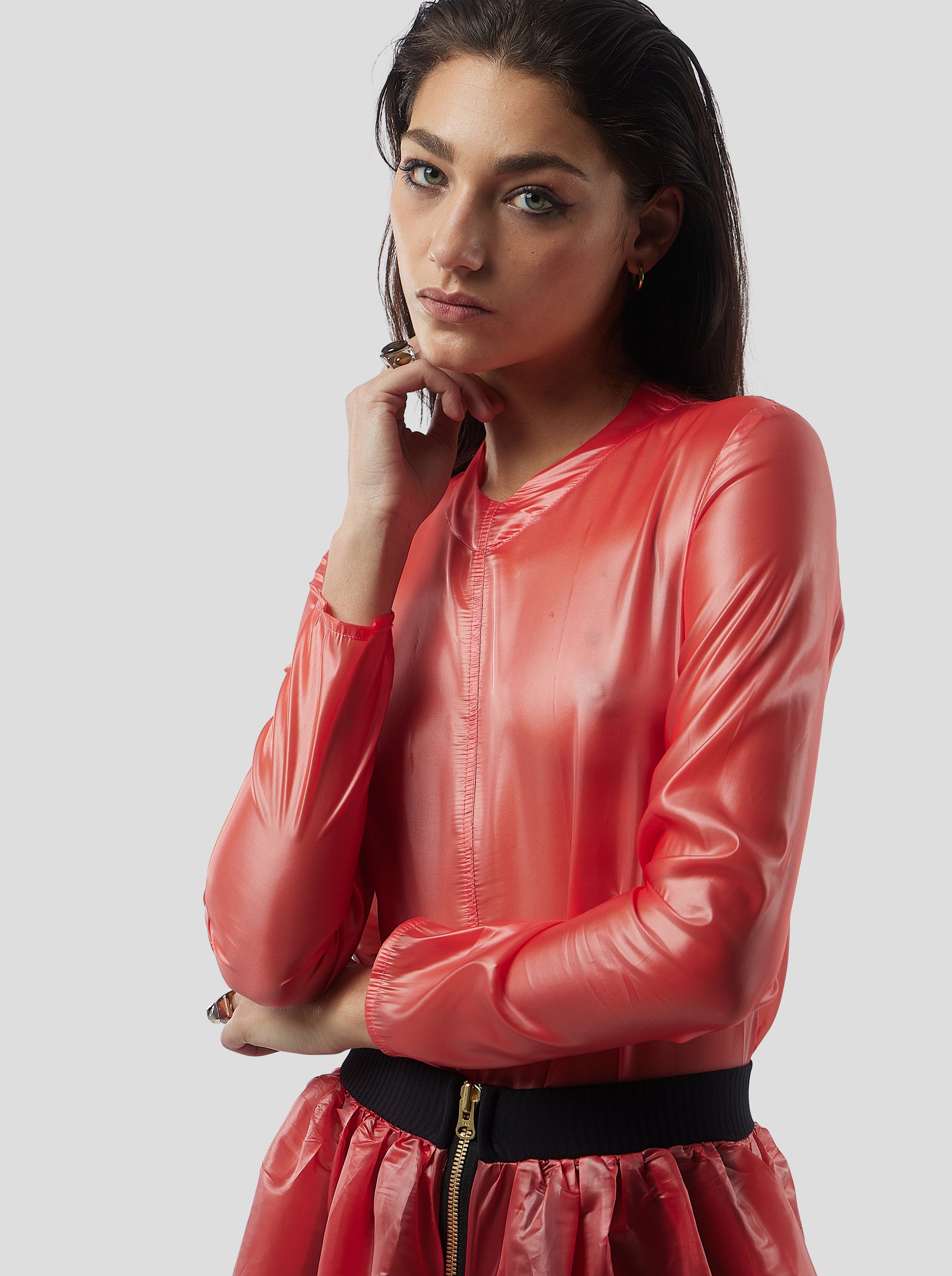 Cooper Top in Coral NeoShell voile