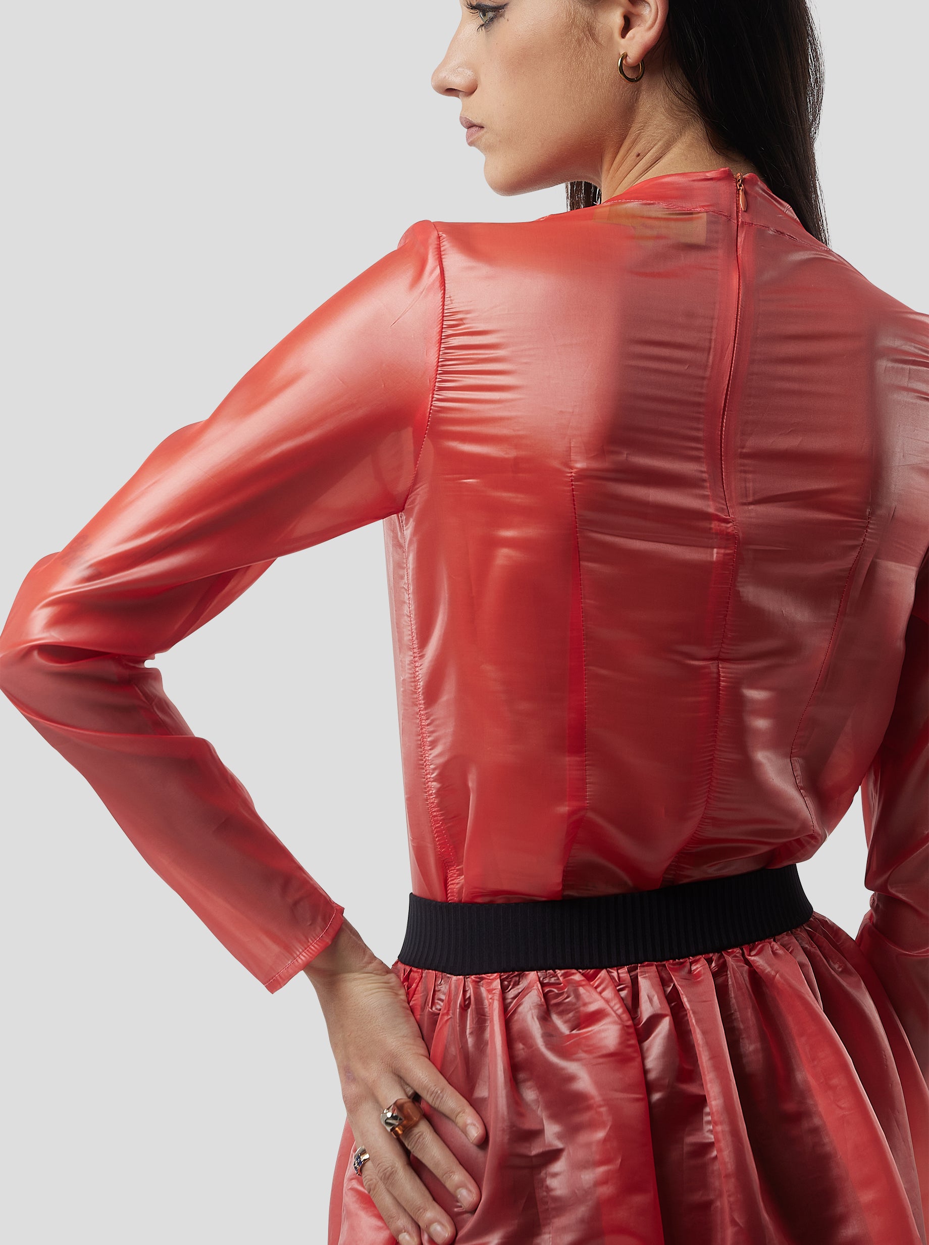 Cooper Top in Coral NeoShell voile