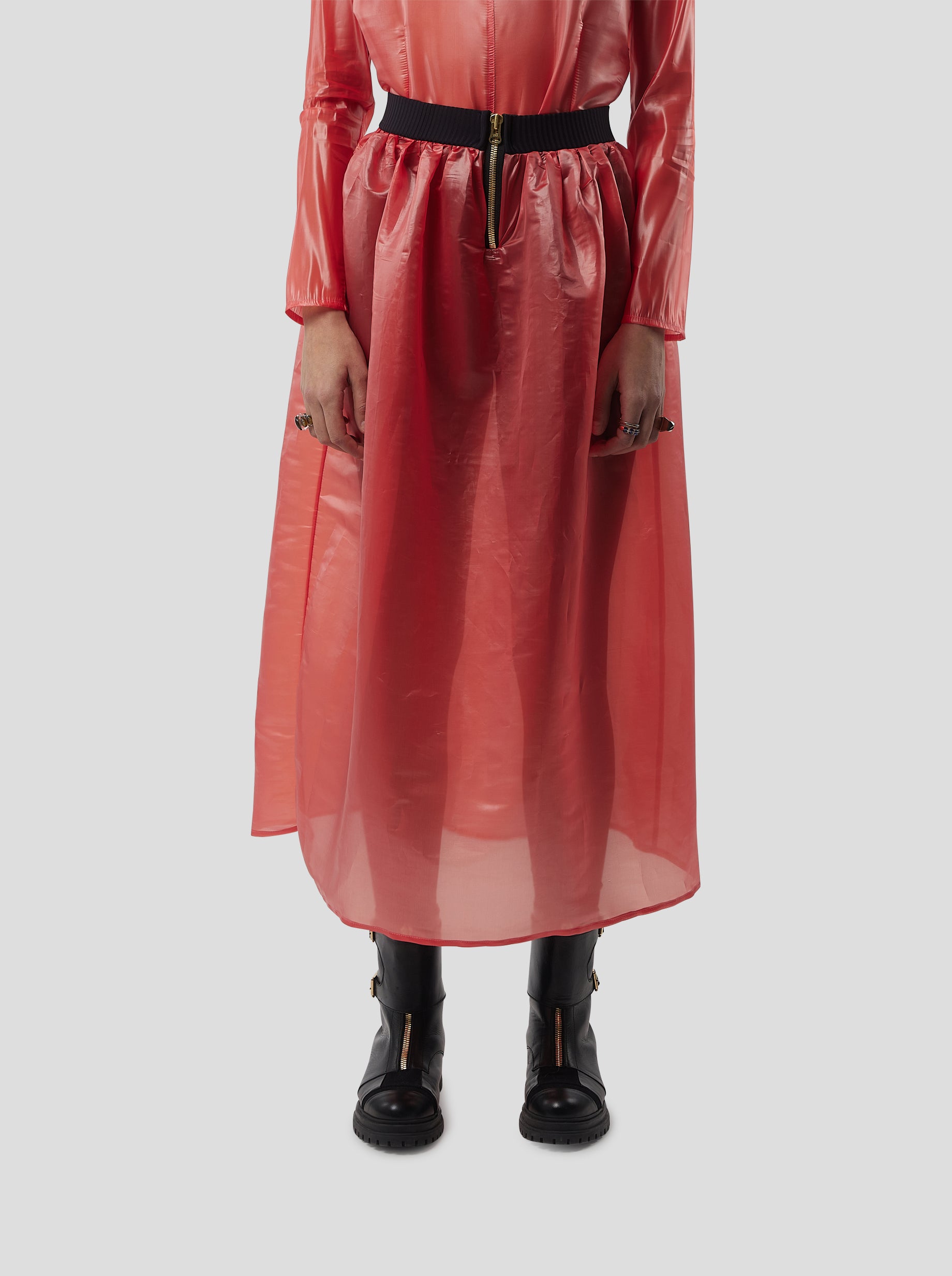 Cleo Skirt in Coral NeoShell technical voile