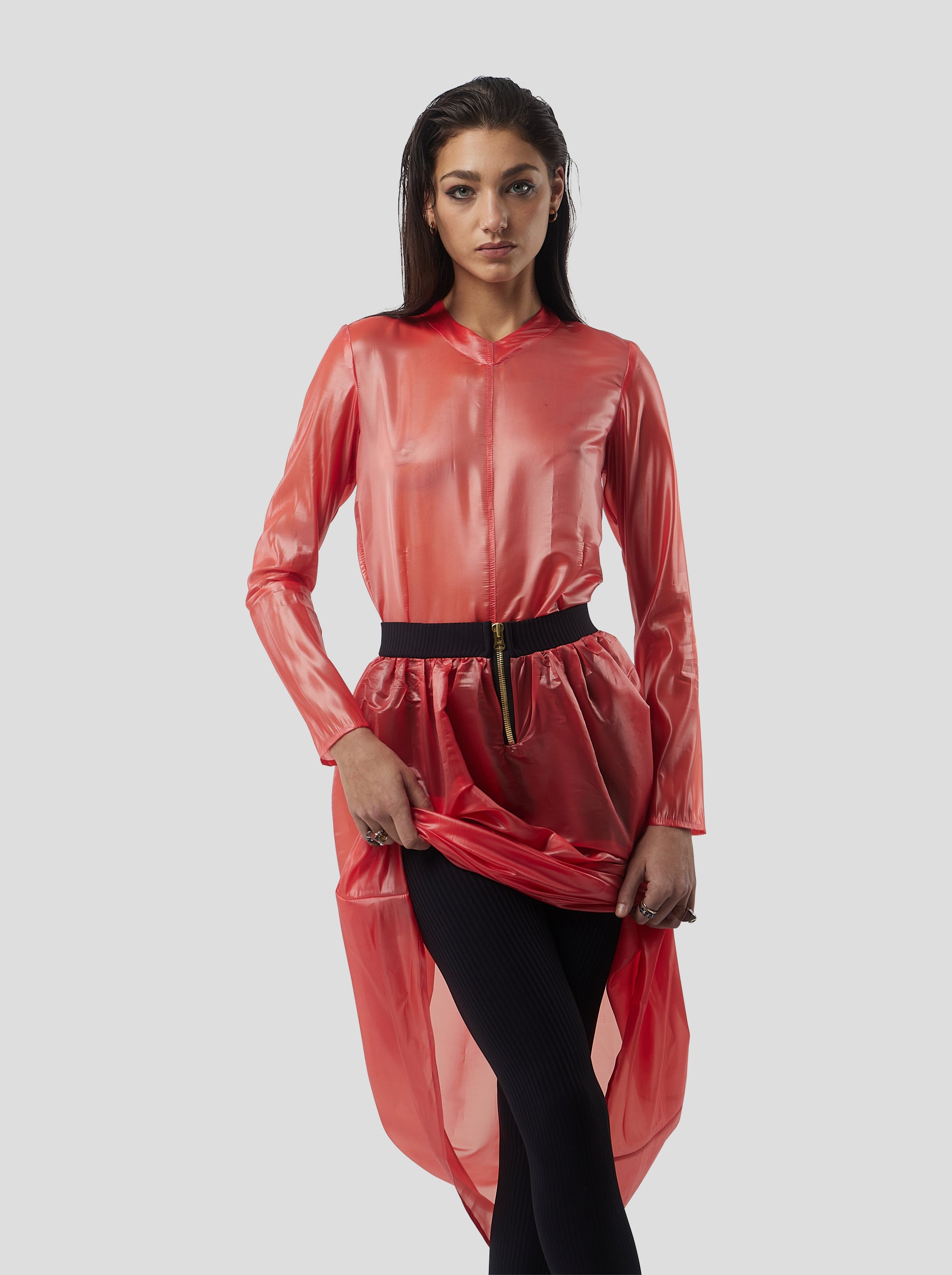 Cleo Skirt in Coral NeoShell technical voile