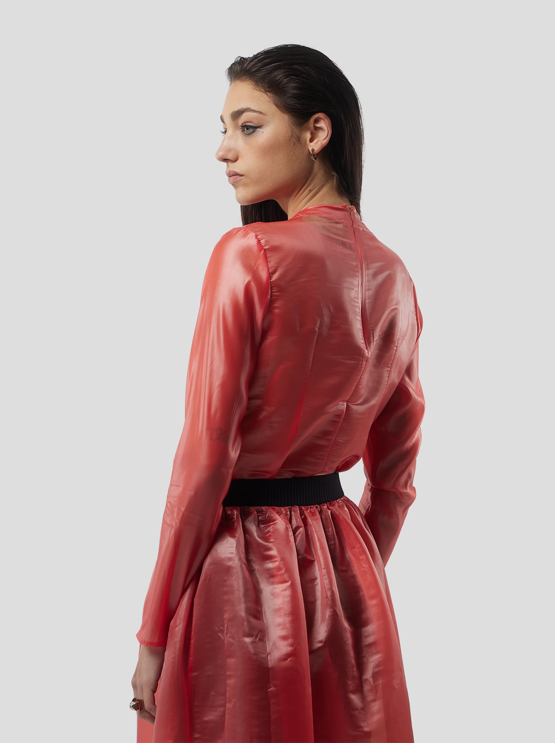 Cleo Skirt in Coral NeoShell technical voile