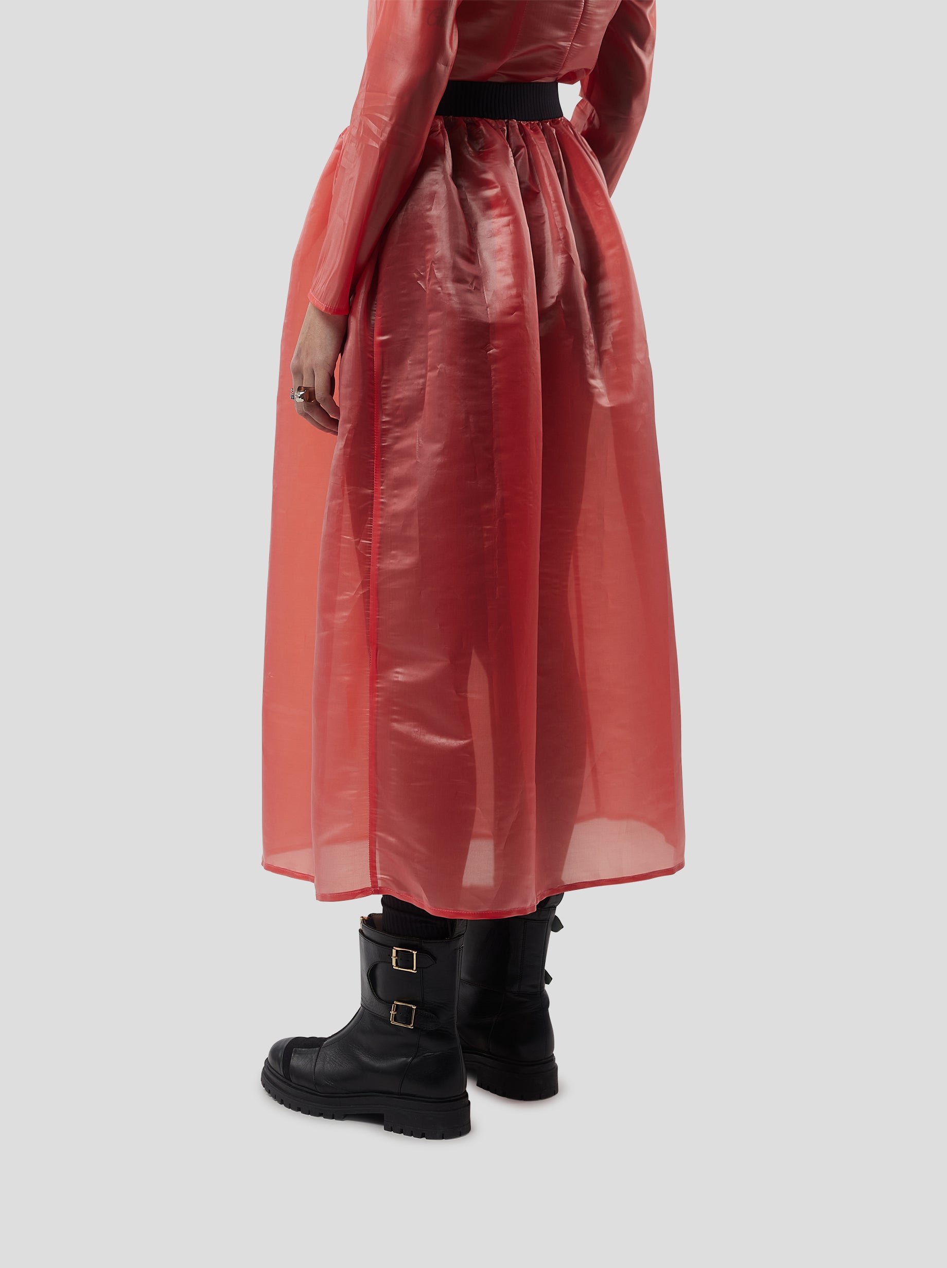 Cleo Skirt in Coral NeoShell technical voile