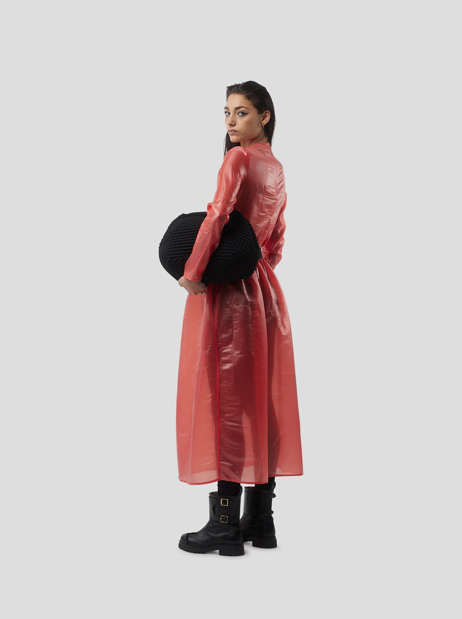 Cleo Skirt in Coral NeoShell technical voile