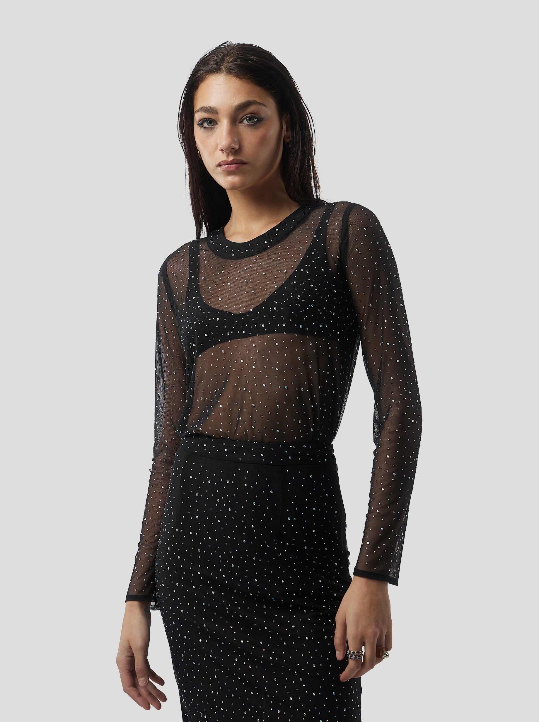 Top Cloud en Résille Souple Noir fragmenté