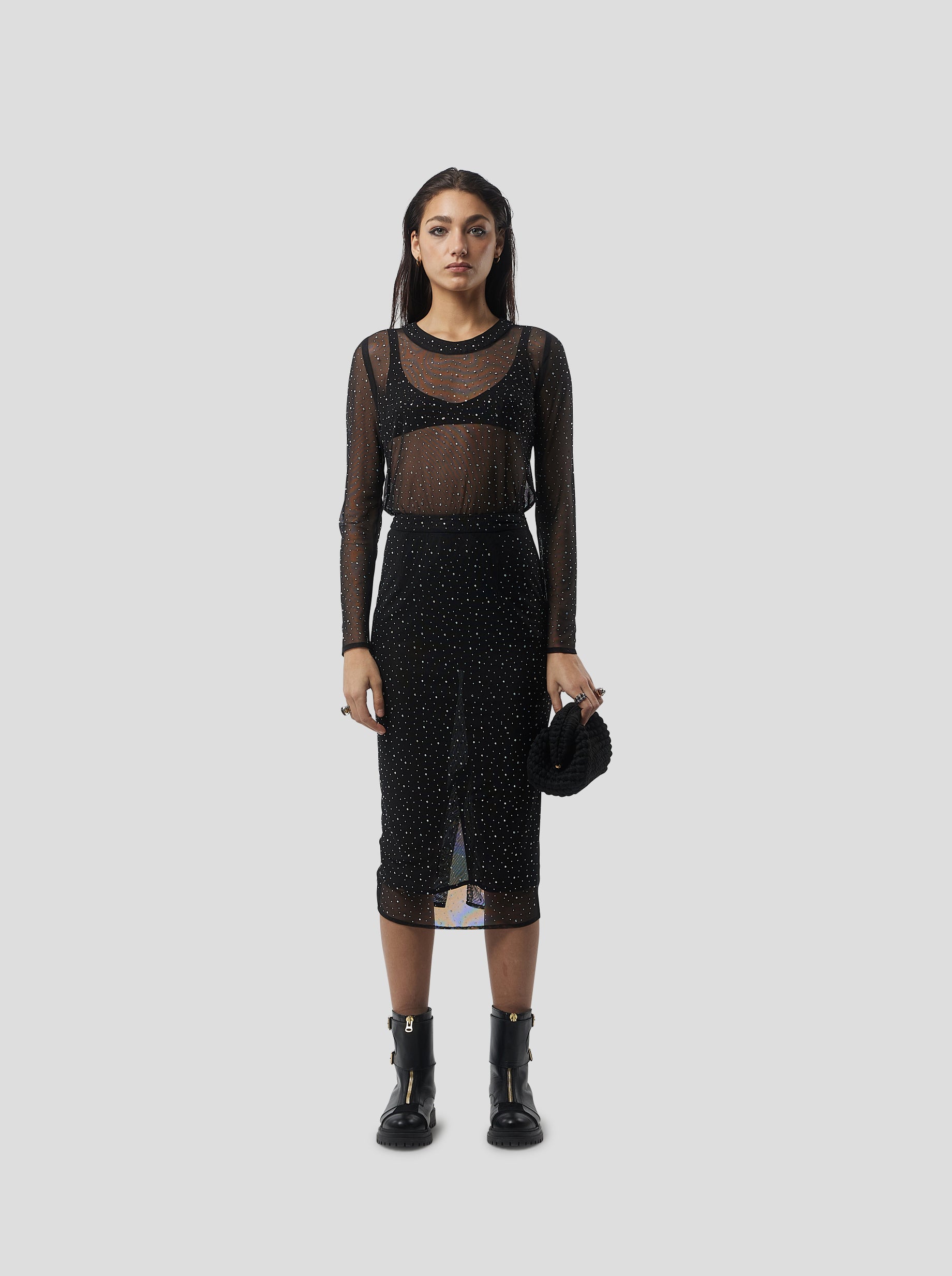 Top Cloud en Résille Souple Noir fragmenté