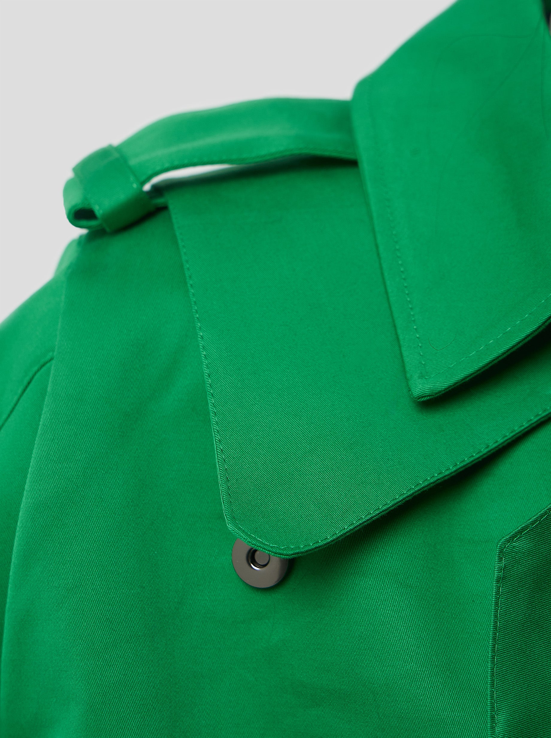 Trench Crop Trevor in Technical Kelly Green fabric