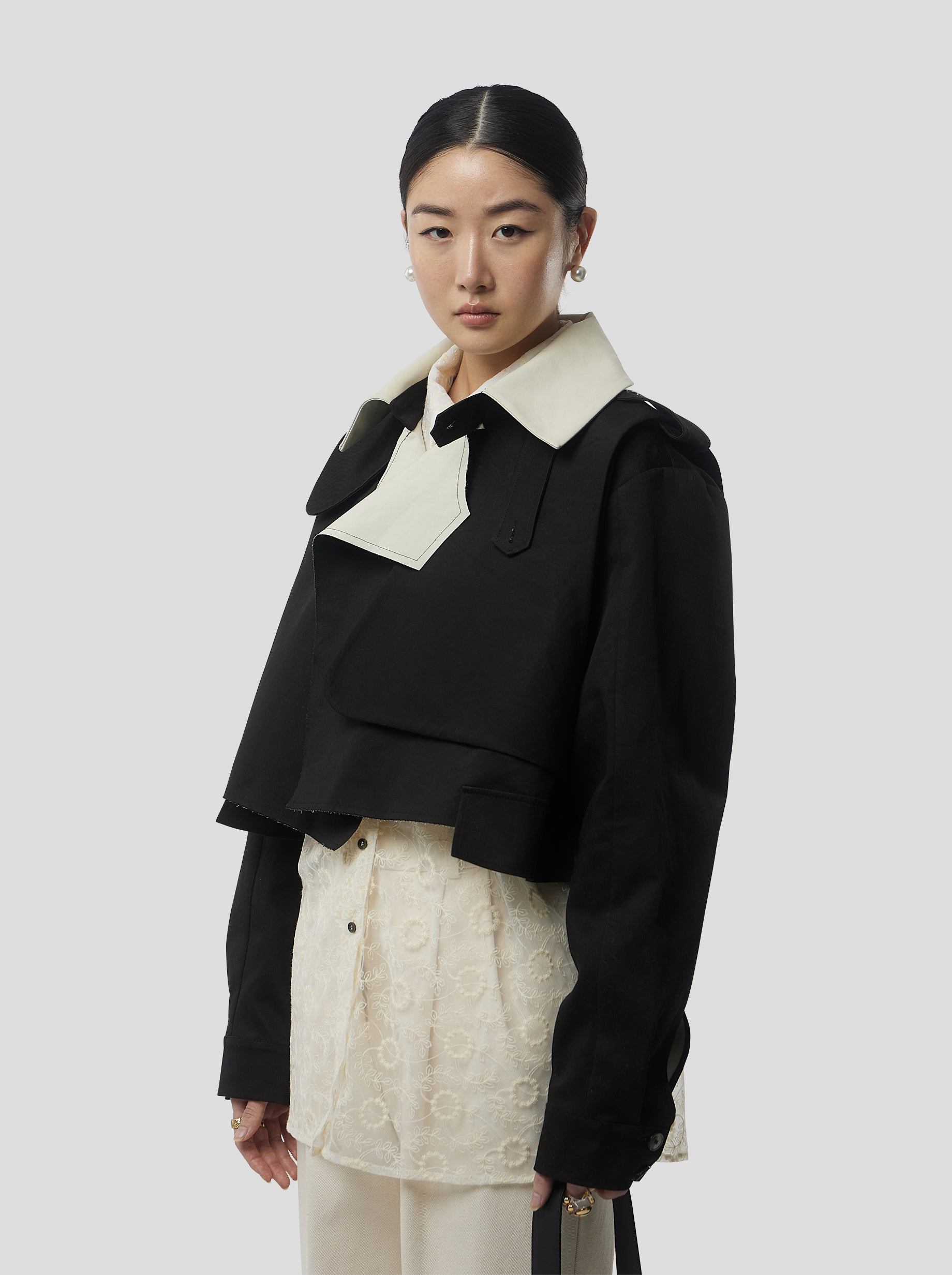 Trench Crop Trevor en tela Trenk Noir
