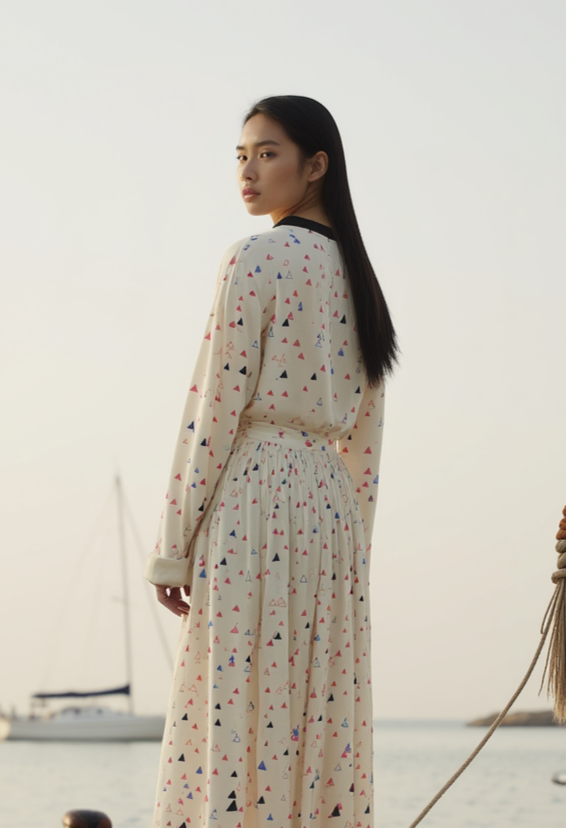 Orso Skirt in Ecru Stracciatella print