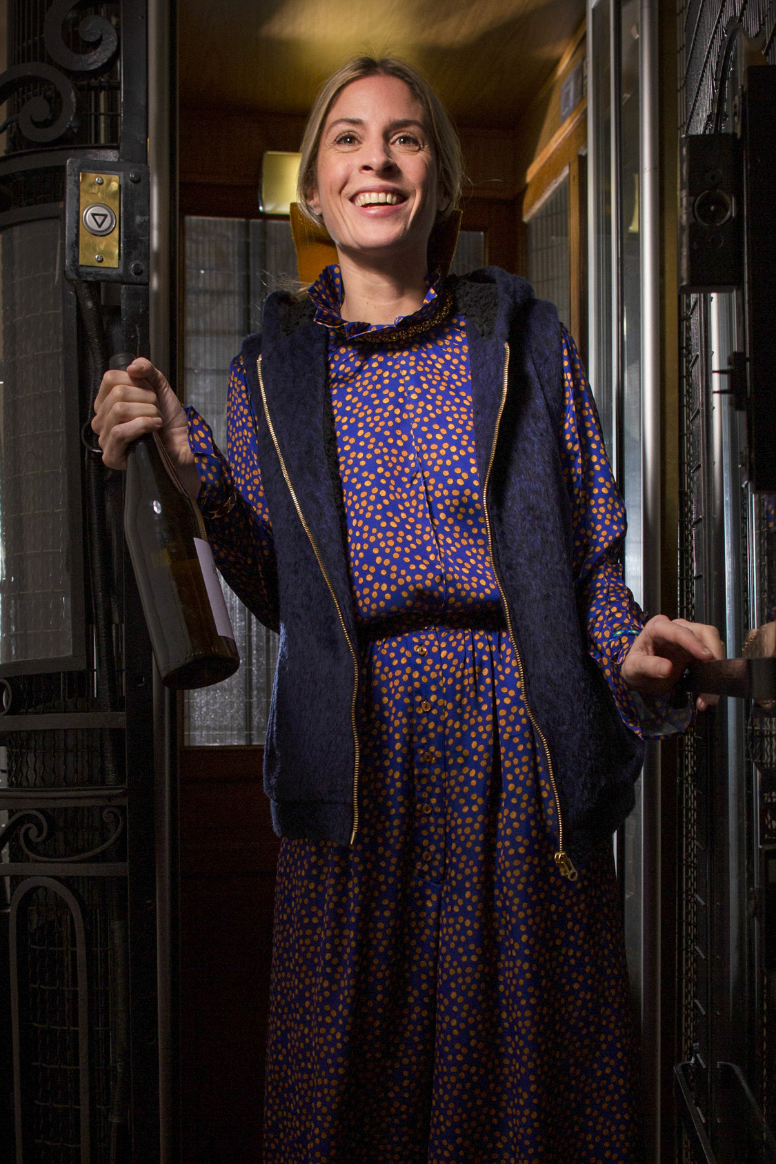 Joseph sweater in blue woolen Leopard print