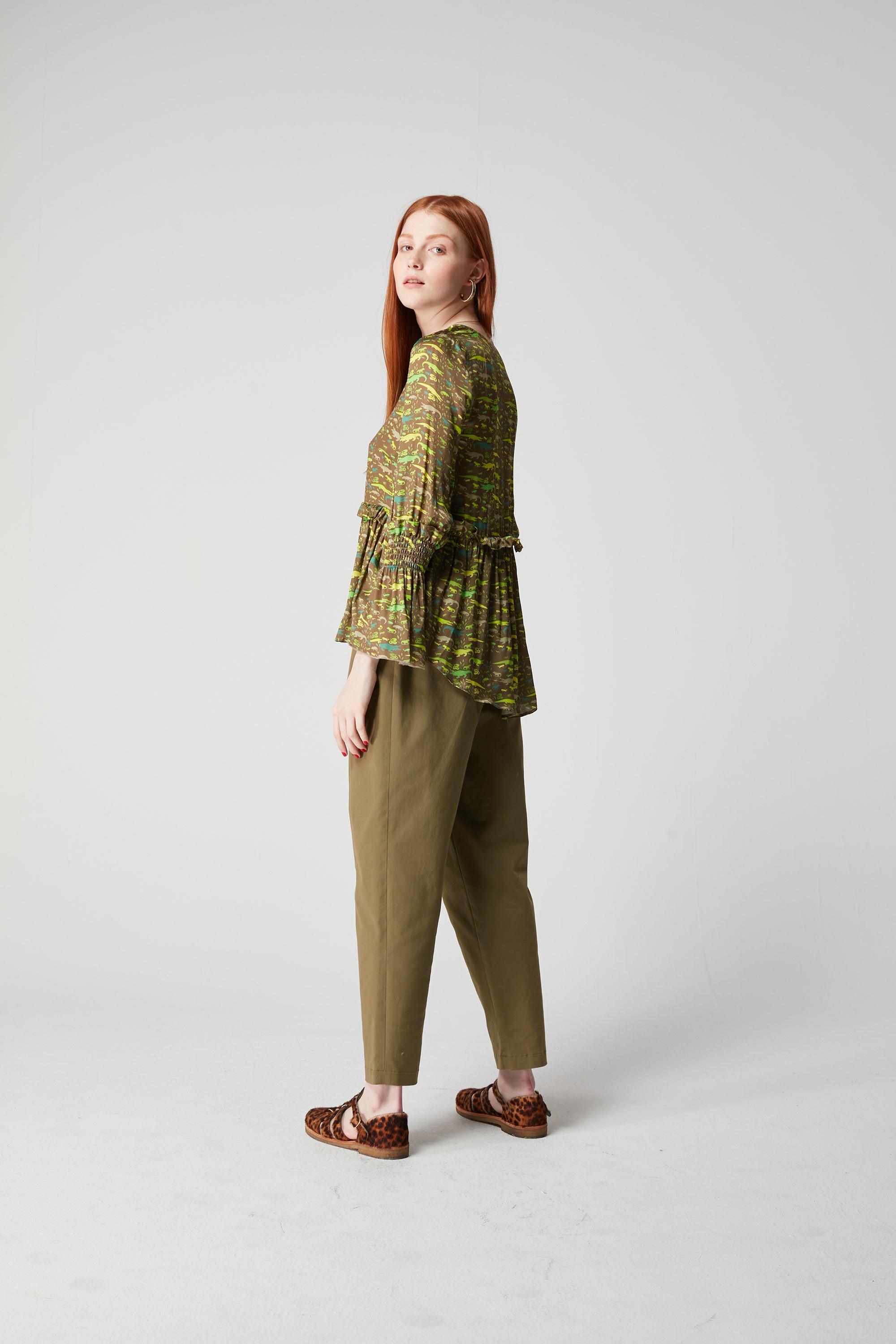 Panda blouse in Eat Your Greens print