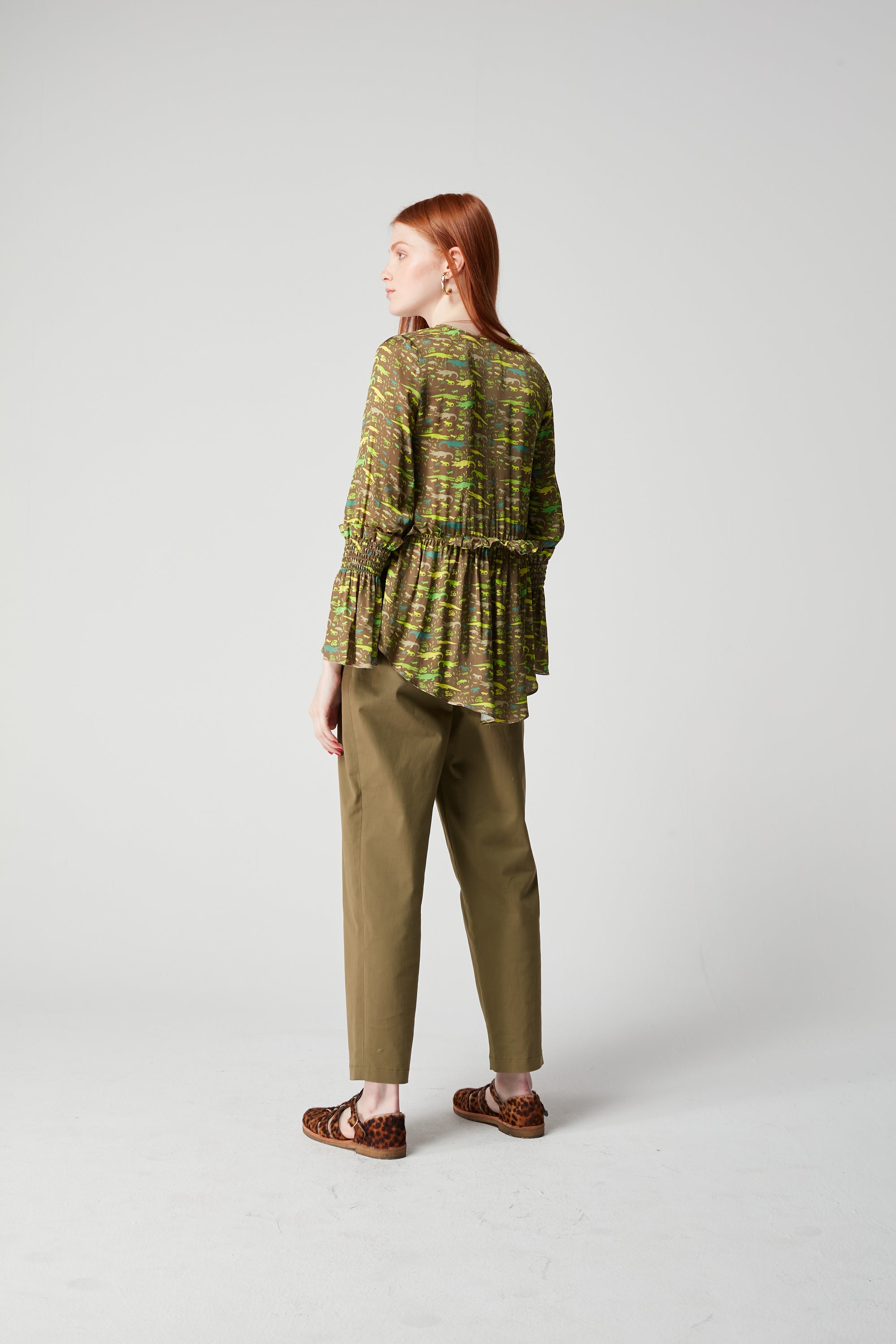 Panda blouse in Eat Your Greens print