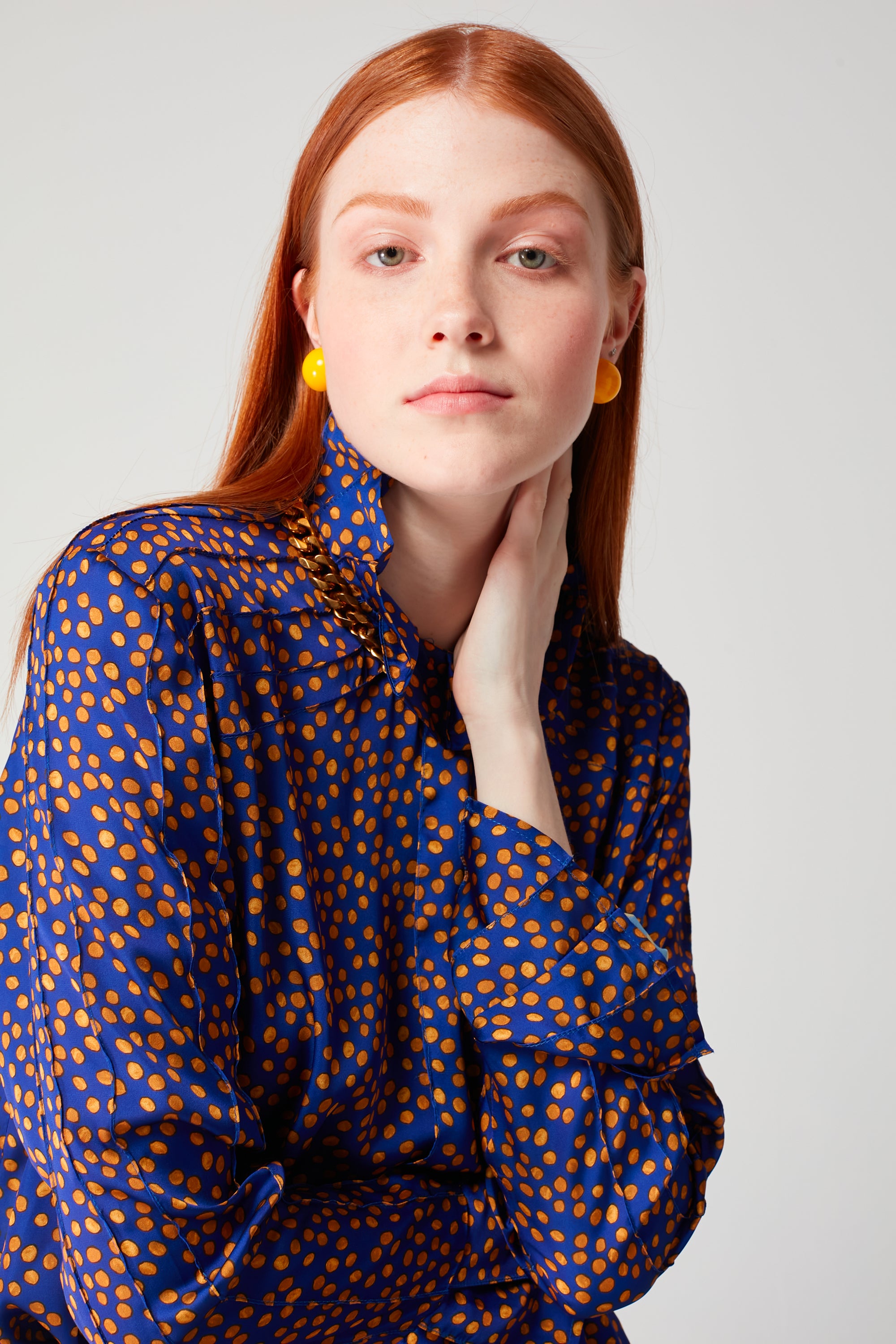 Muse shirt in navy blue Messy Dots