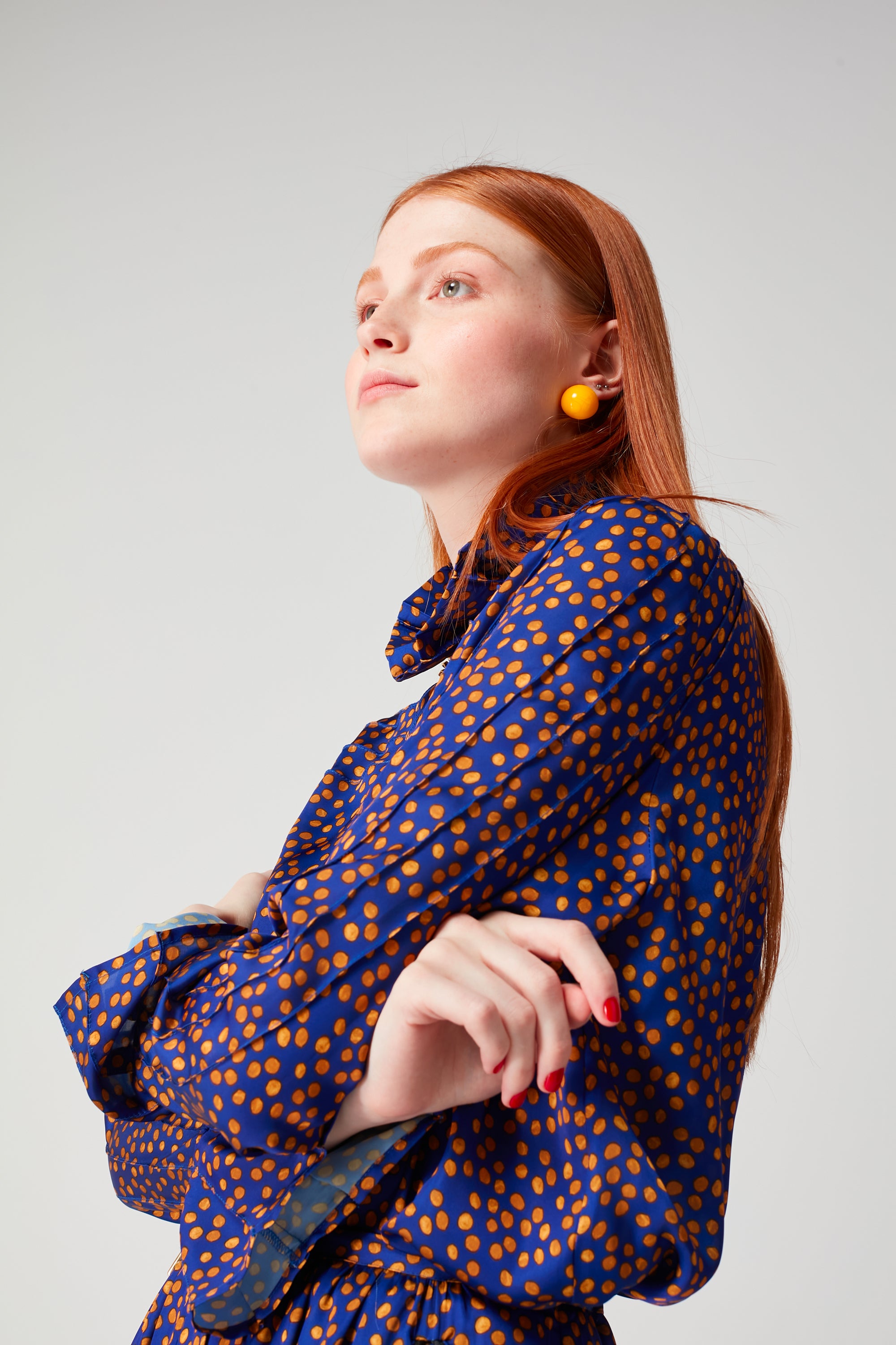 Muse shirt in navy blue Messy Dots