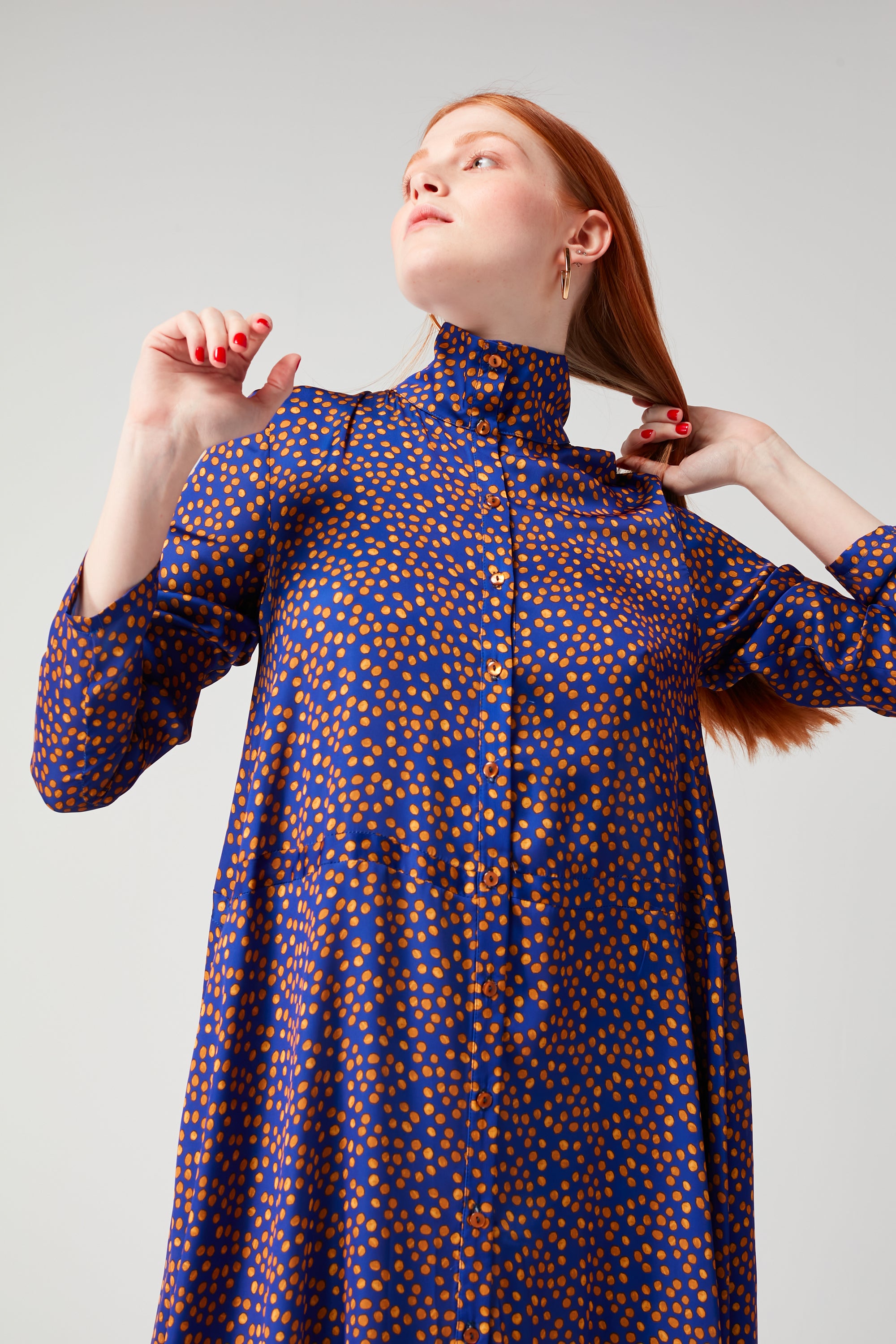 Robe Java en imprimé Messy Dots bleu marine