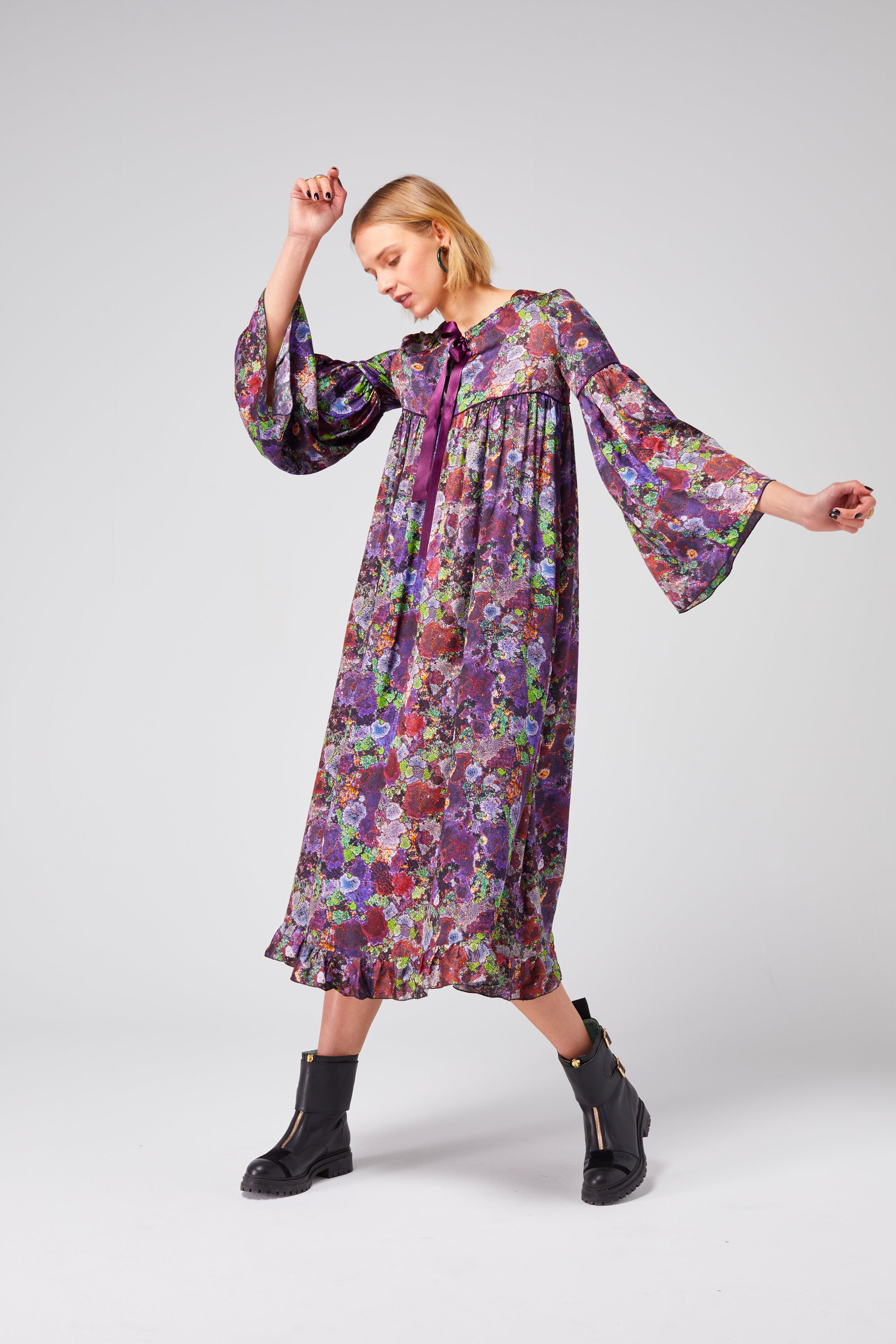 Sperone dress in Purple Lichen print