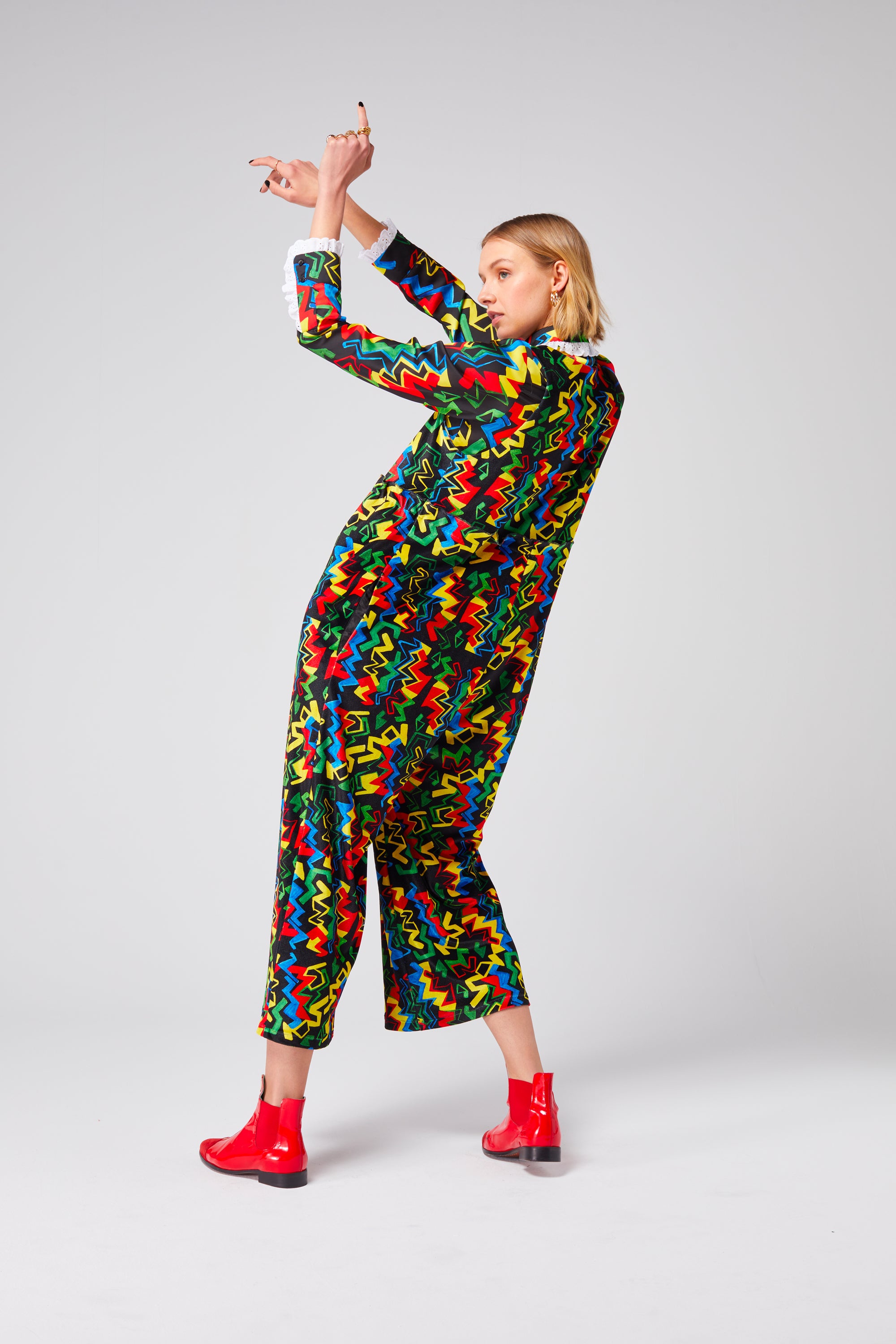 Lottie jumpsuit in Velvet Electric print