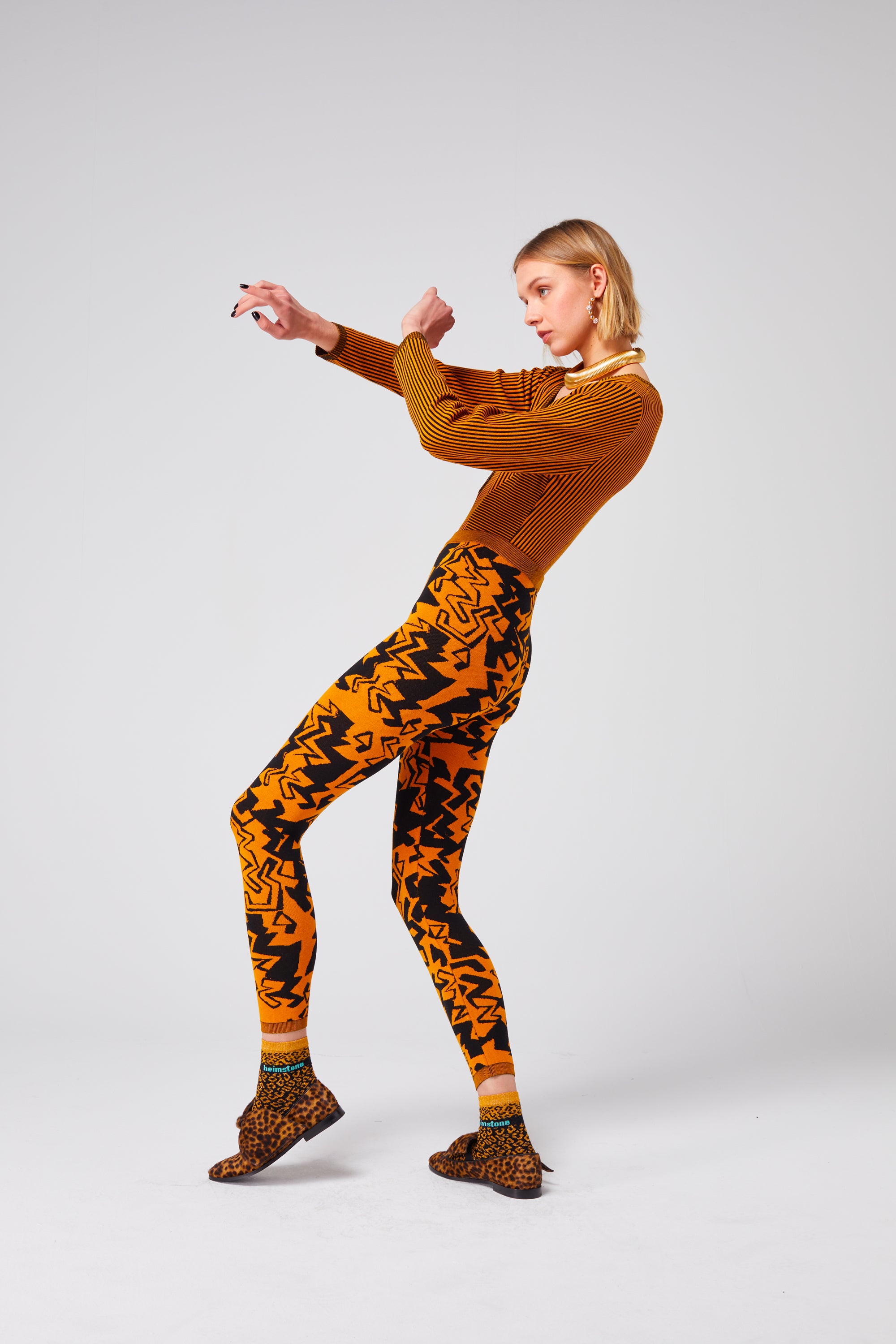 Glue Legging in Gold Electric knit