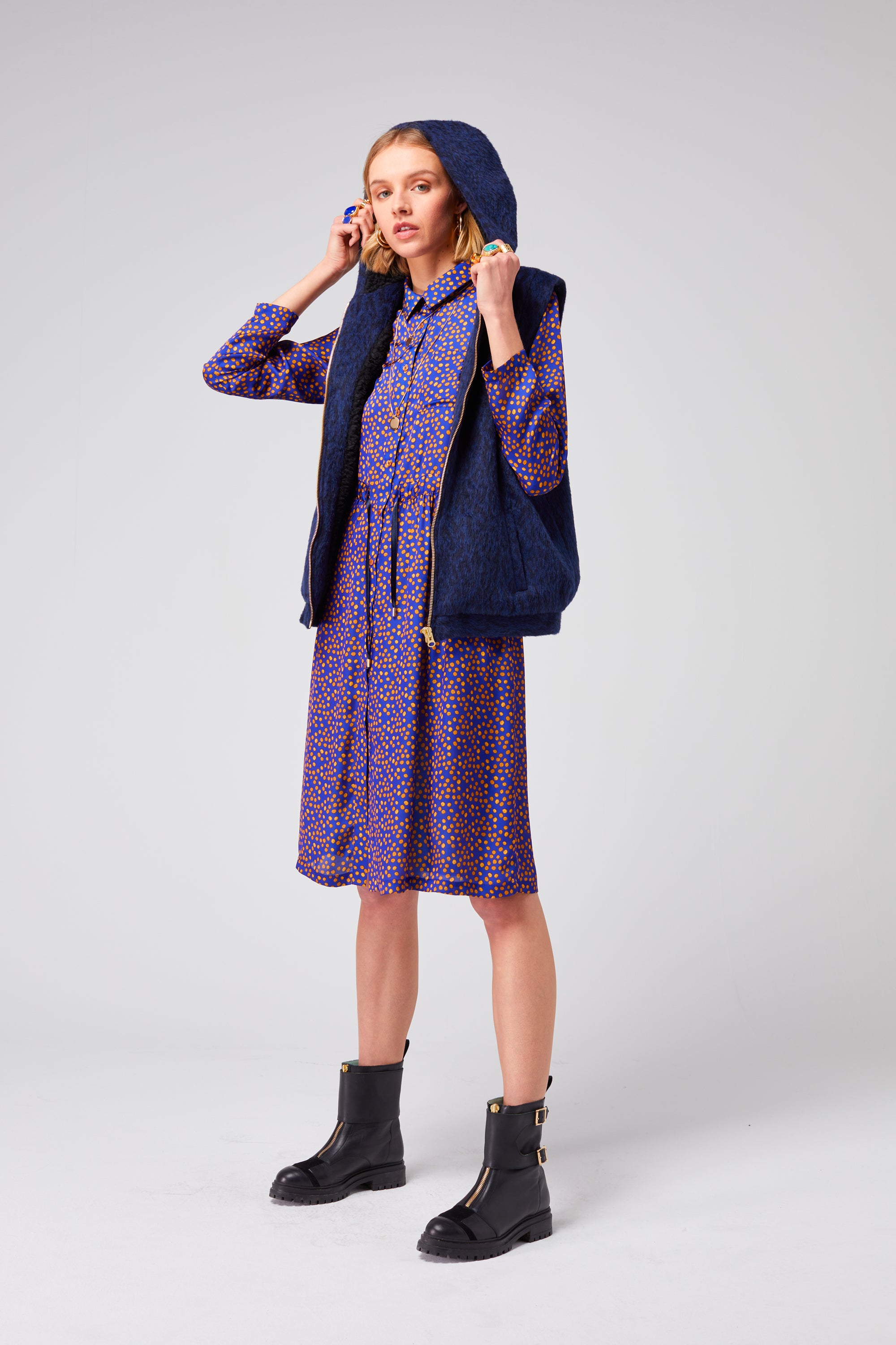 Joseph sweater in blue woolen Leopard print