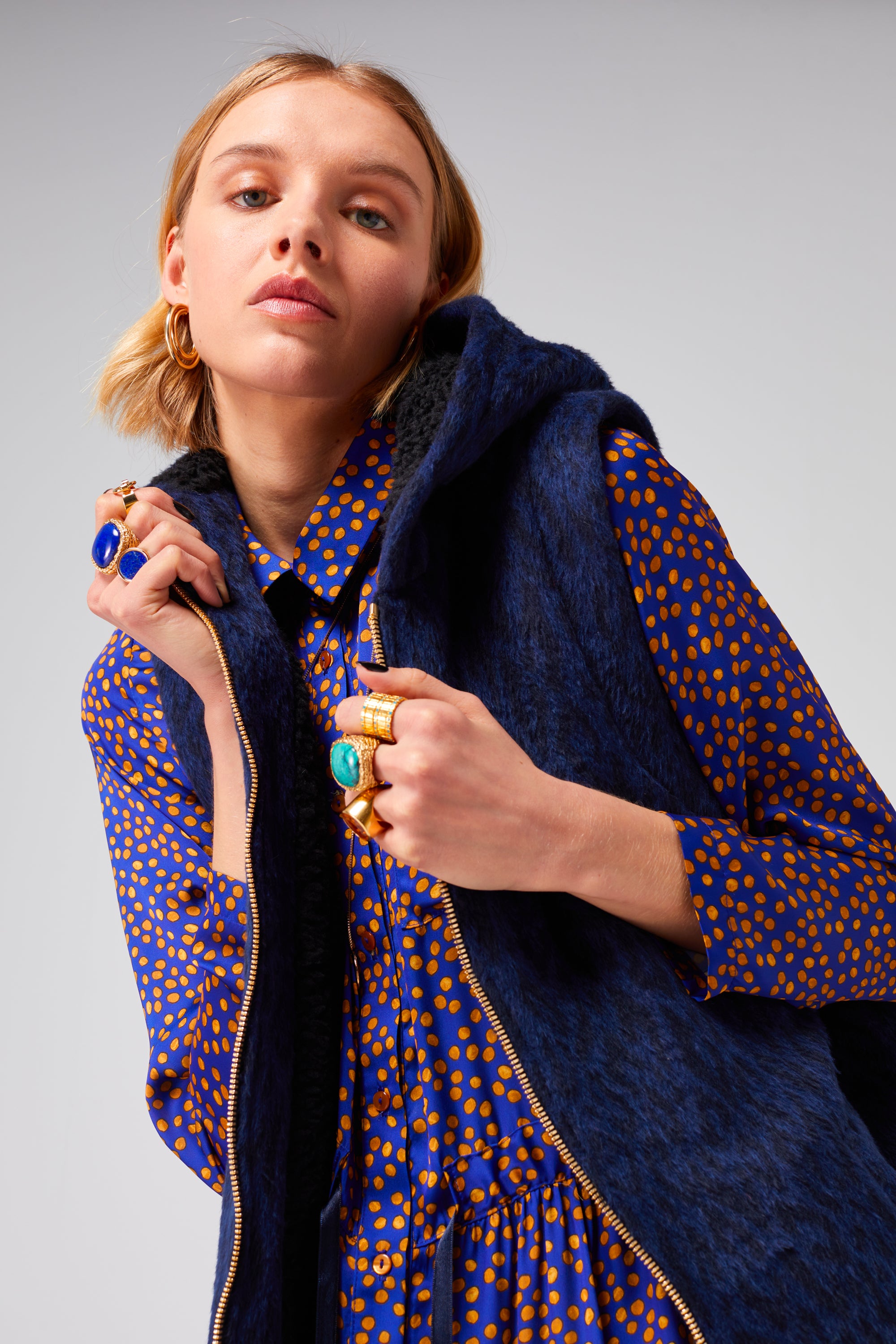 Joseph sweater in blue woolen Leopard print