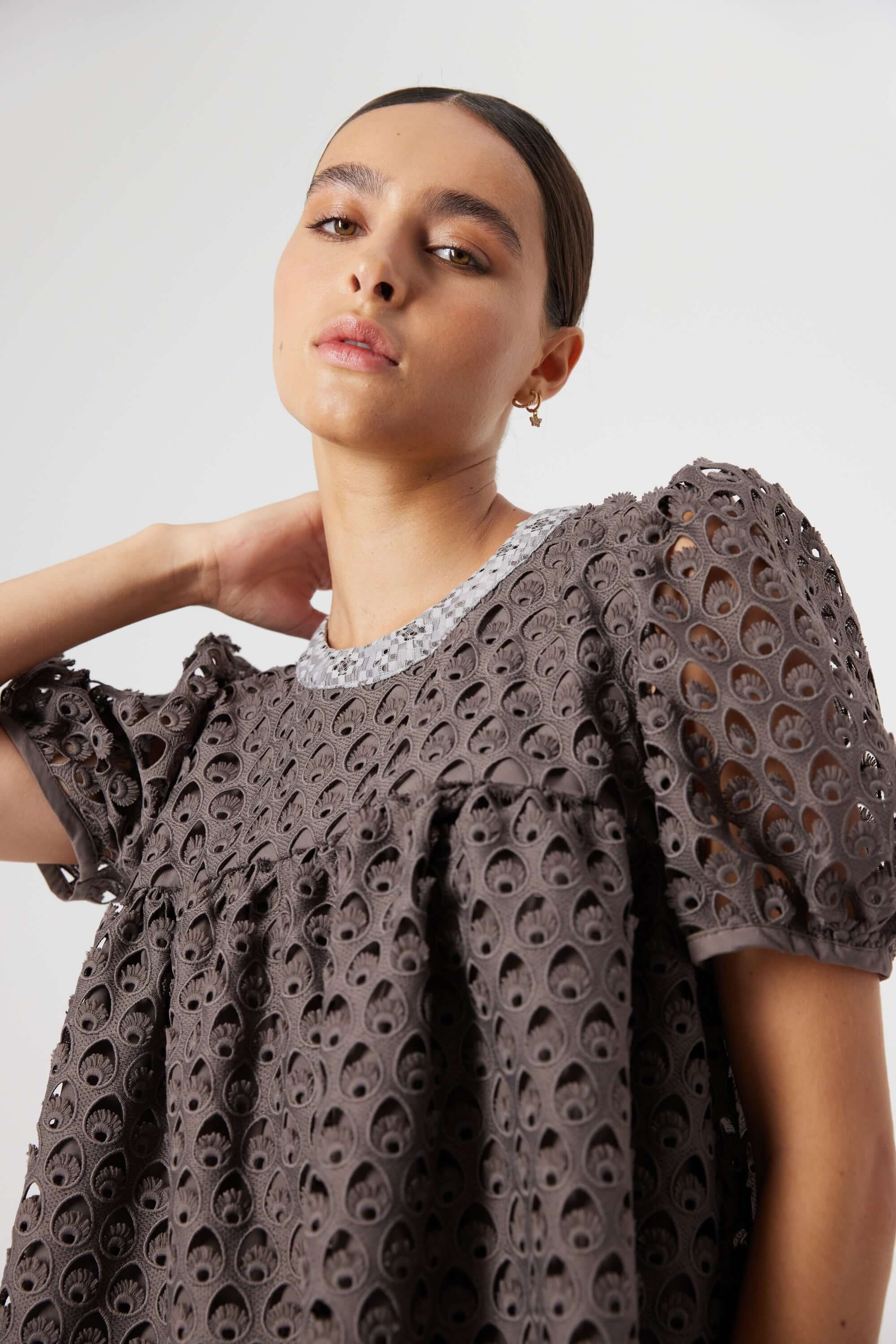 Blouse Gaya en dentelle Charbon