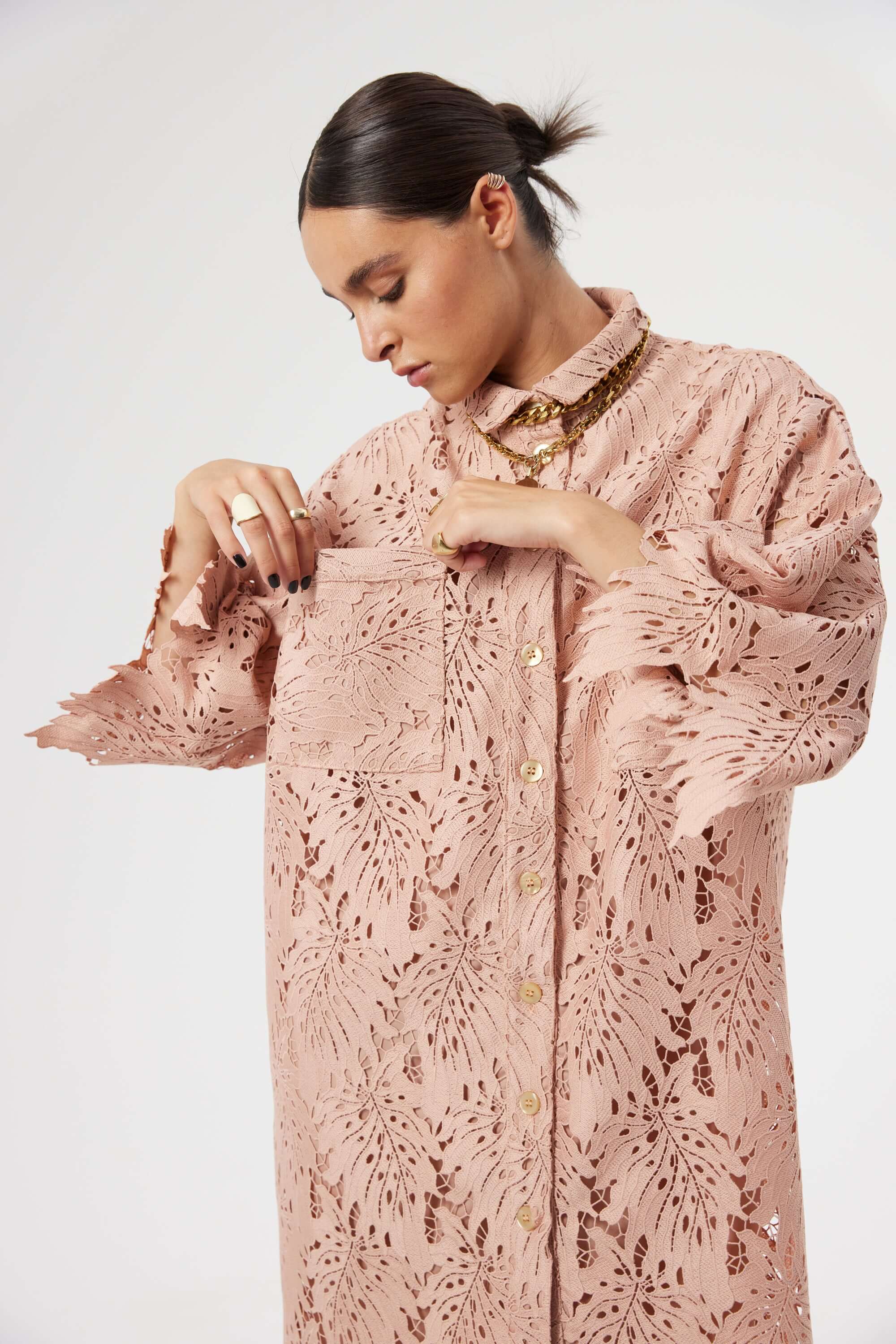 Astrée dress in Dust lace | Heimstone