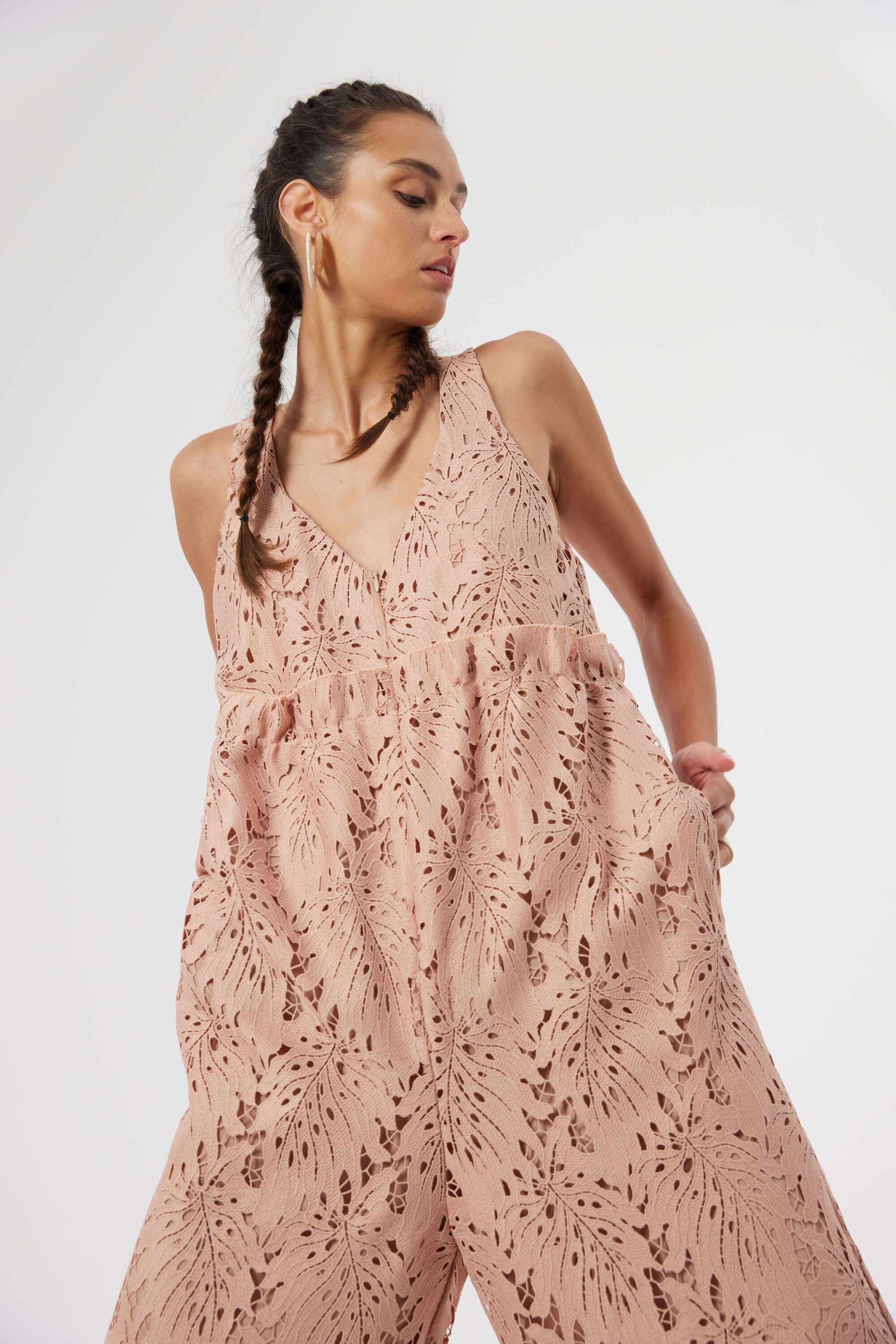 Lottie jumpsuit in Dust lace | Heimstone