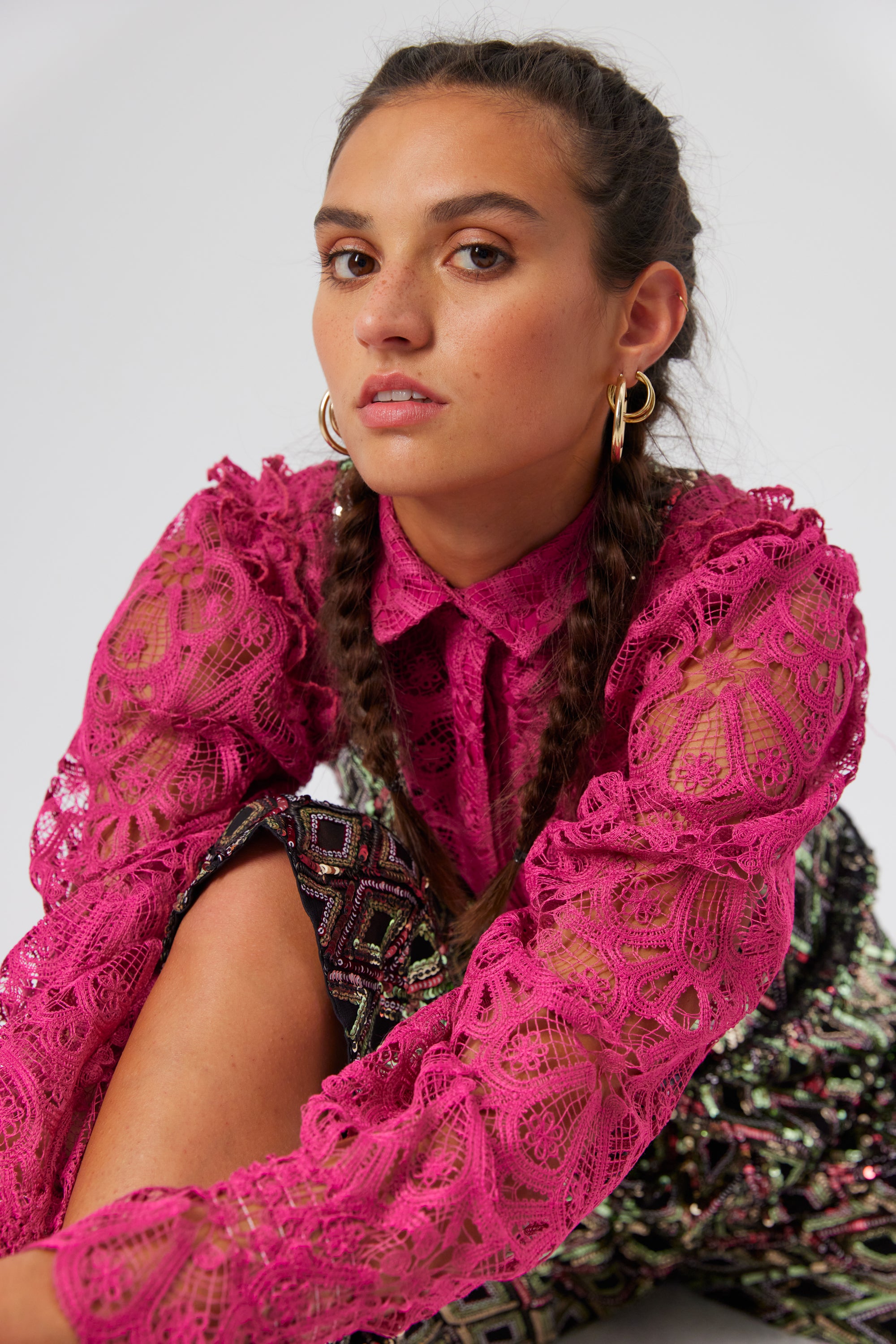 Imogen shirt in Salsa lace