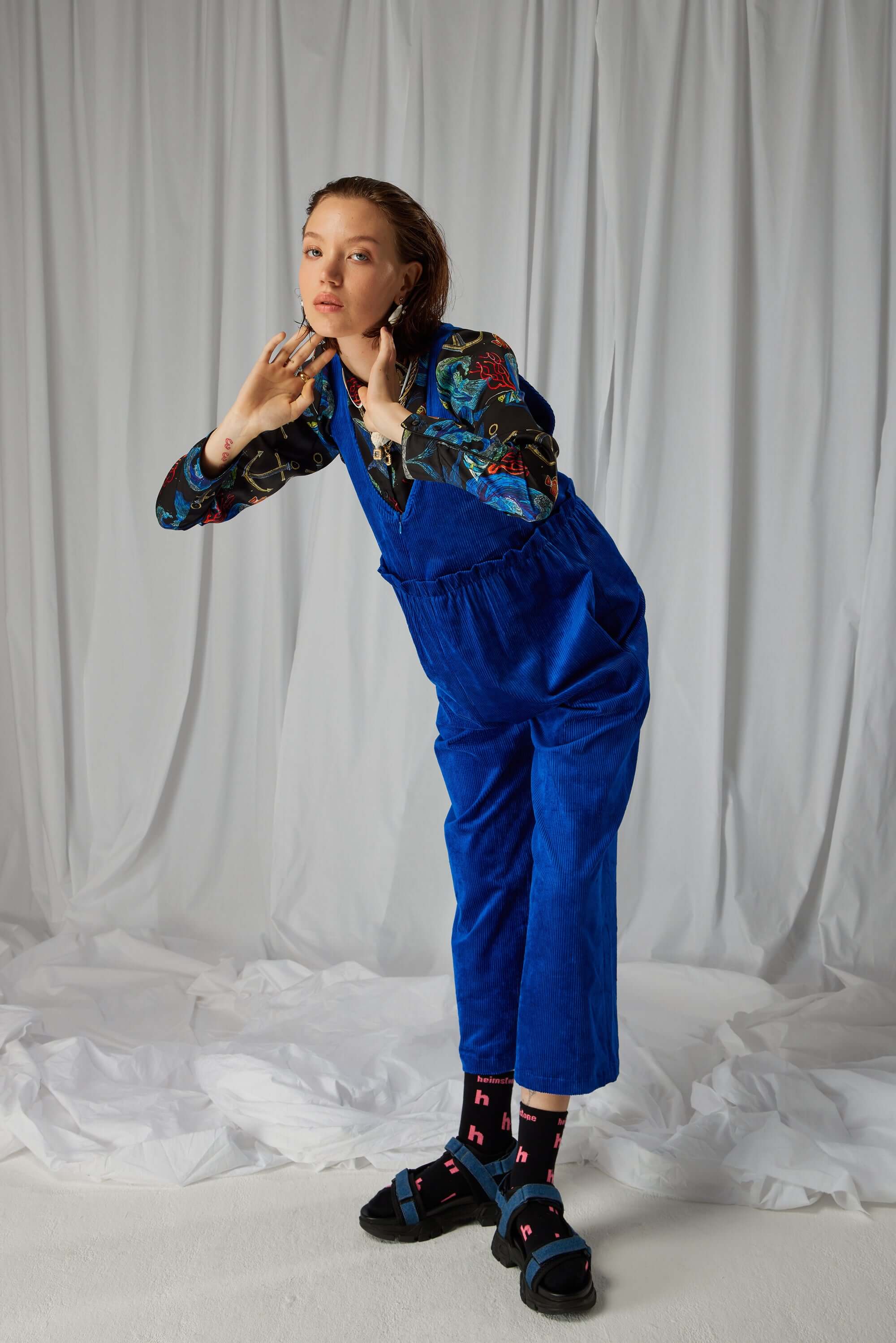 Lottie jumpsuit in Abysse corduroy