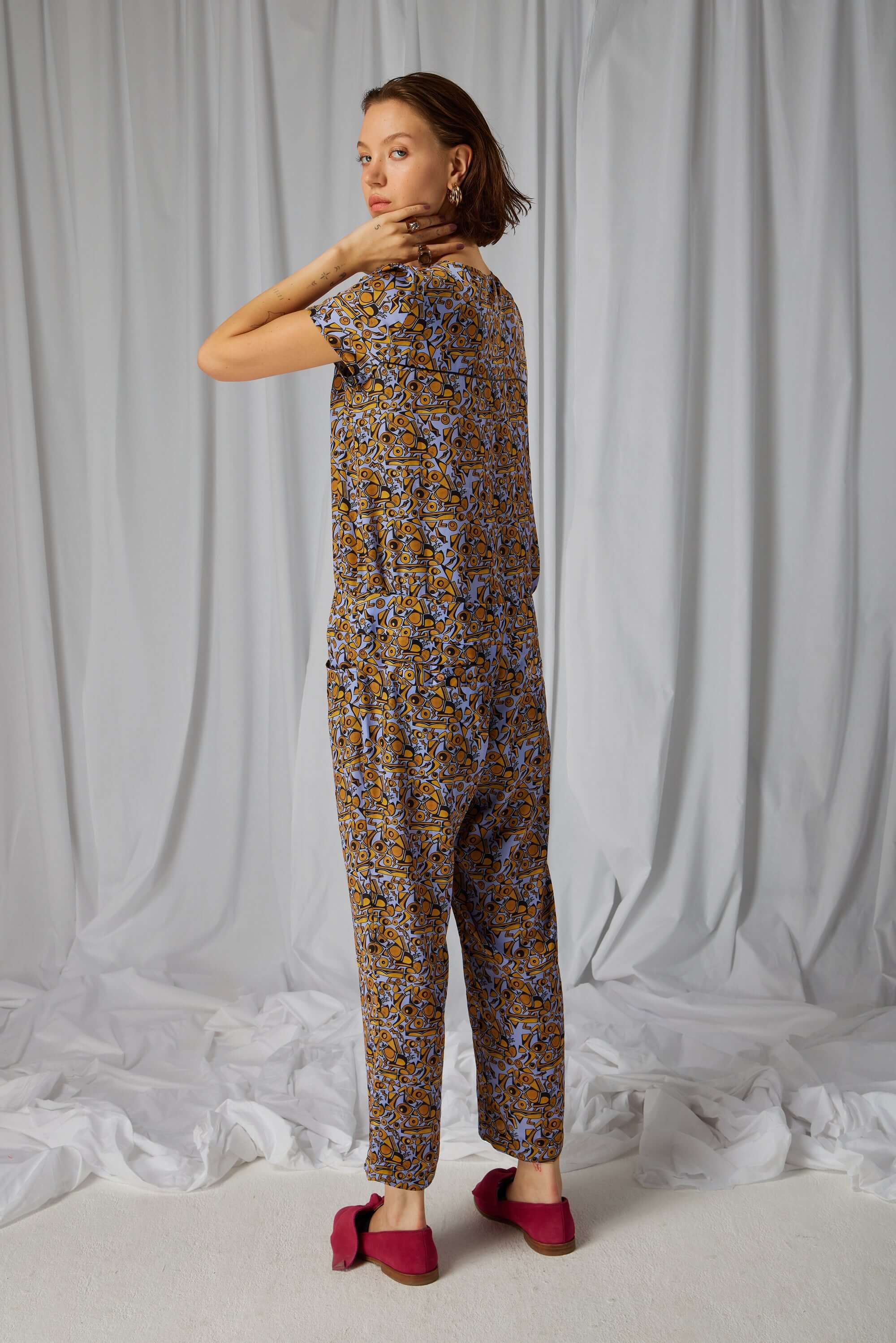 Woods jumpsuit in Art Deco Factory print
