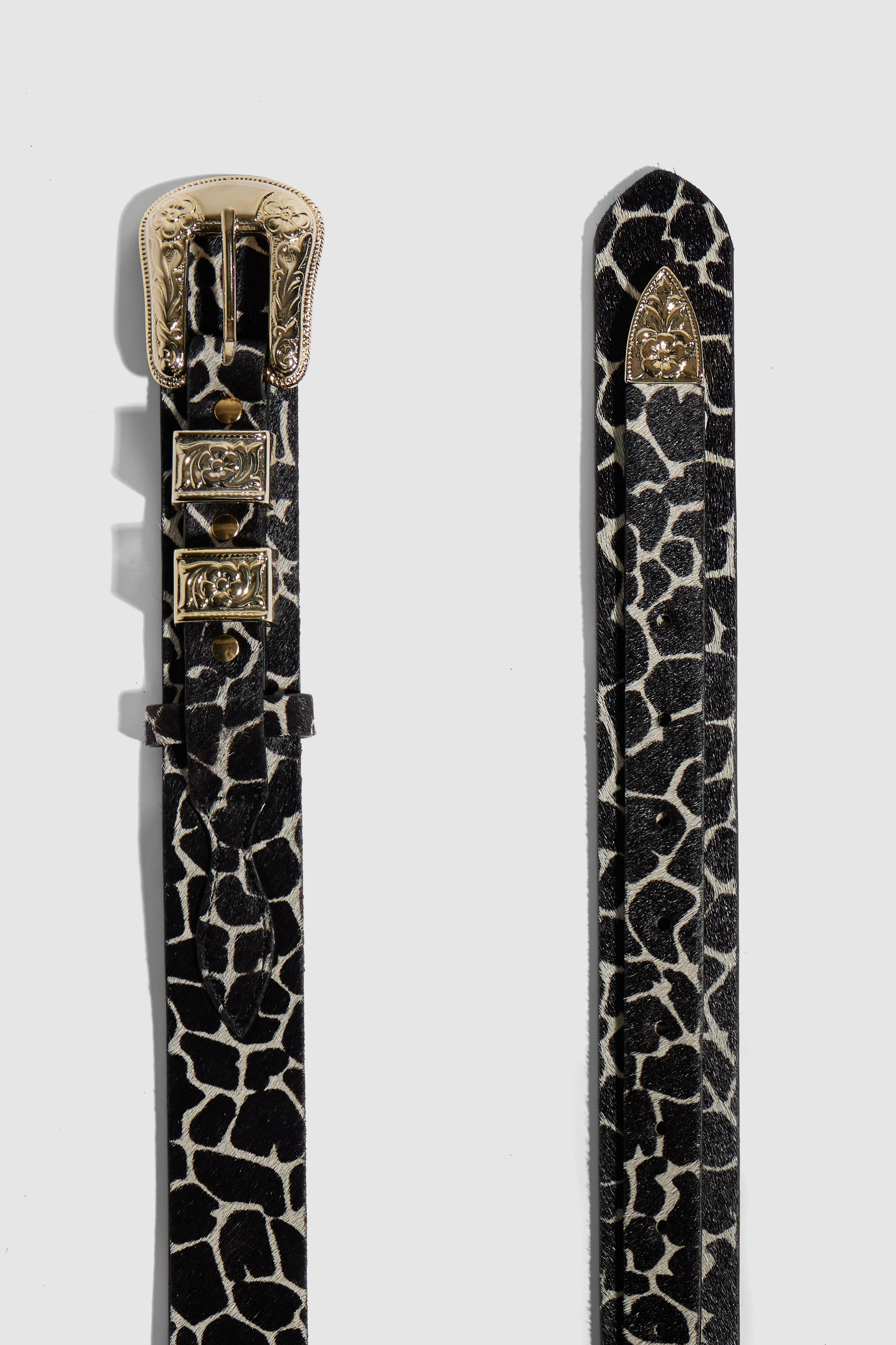 Ceinture Texane en cuir imprimé Girafe blanc